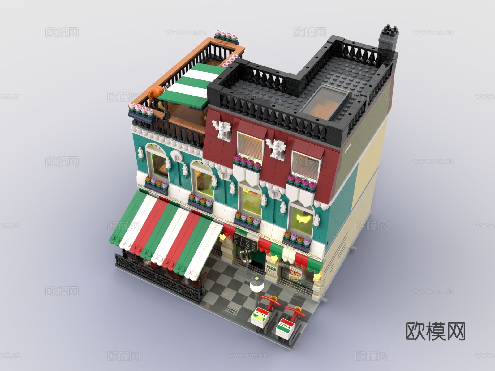 乐高 LEGO 玩具 积木披萨店3d模型