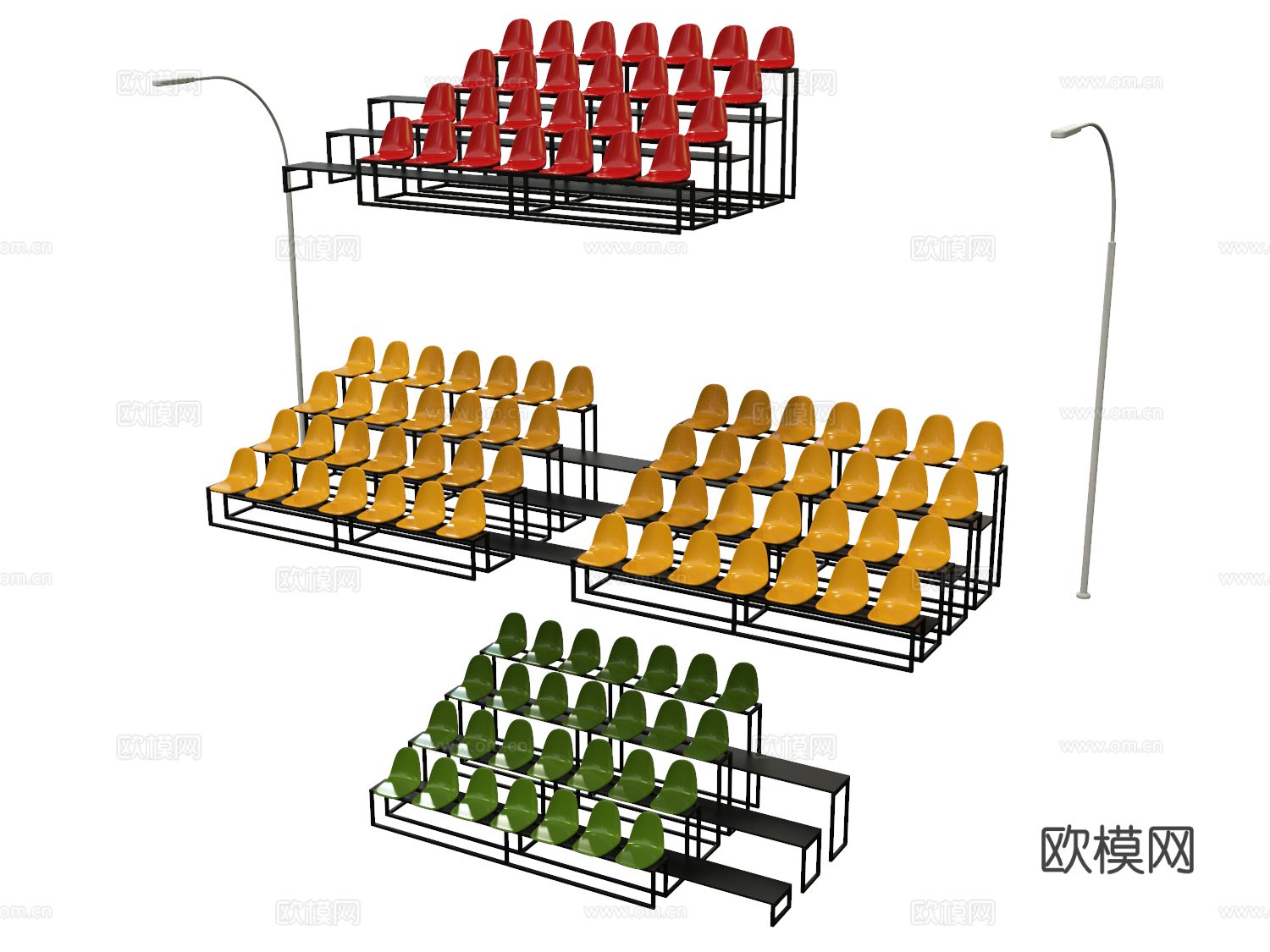 看台座椅 体育看台 观众席 篮球场看台 足球场看台3d模型