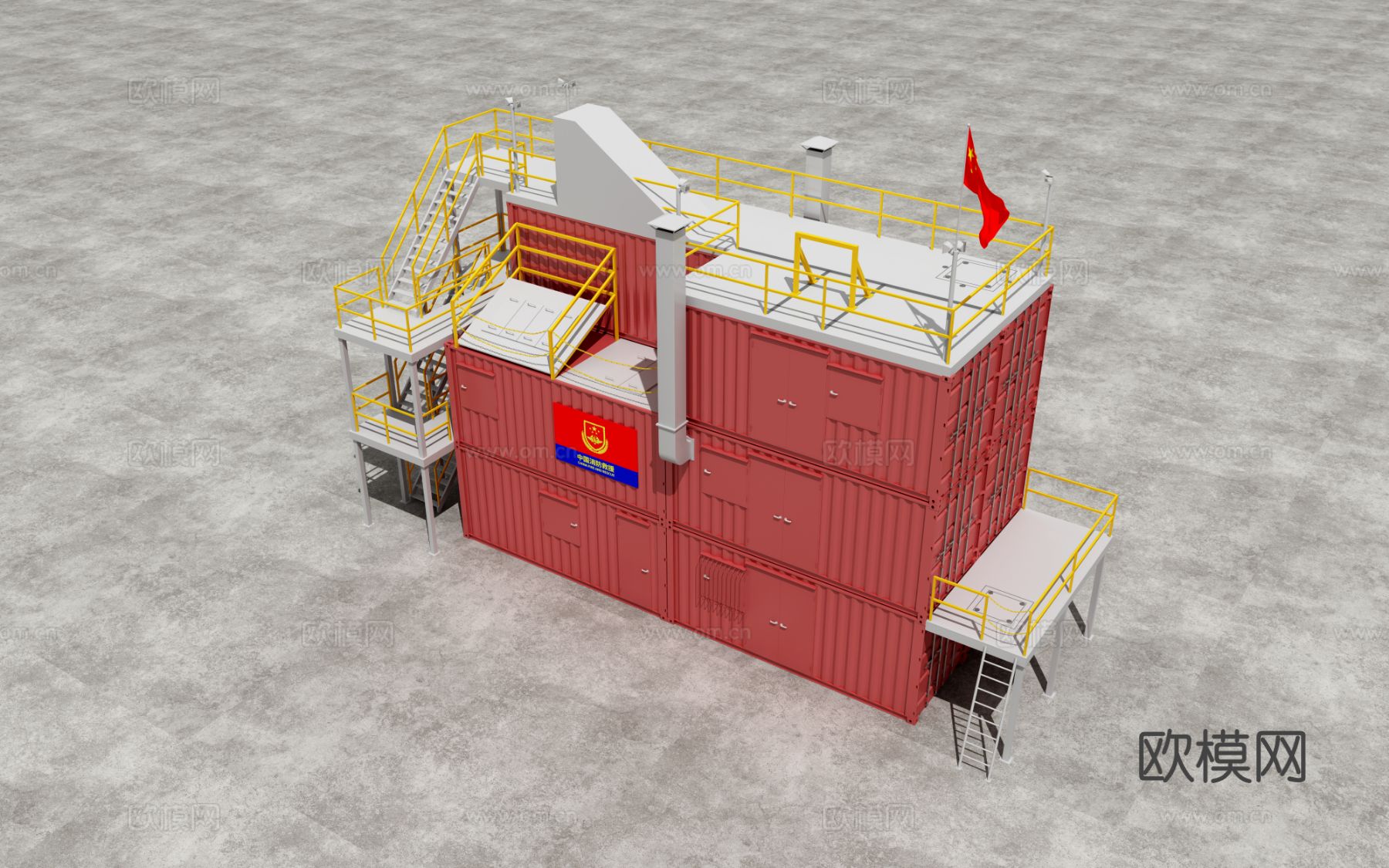 现代消防救援综合训练设施3d模型