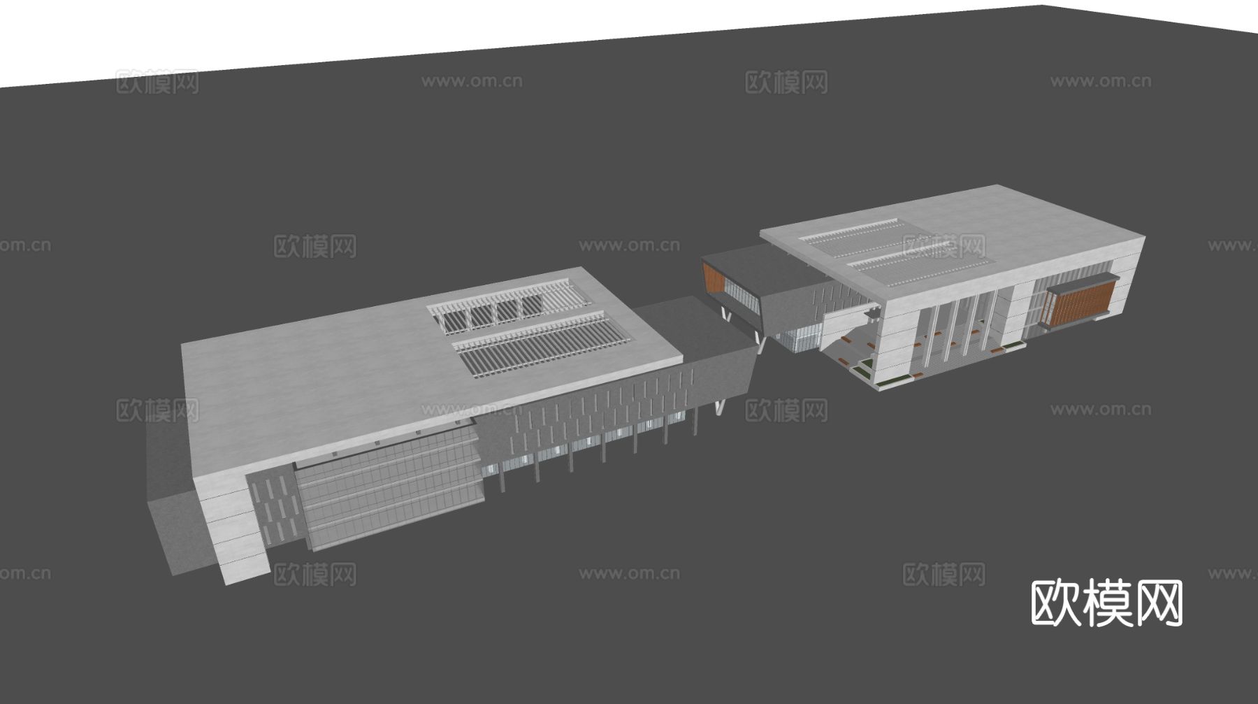 现代多层办公楼 平顶办公楼su模型