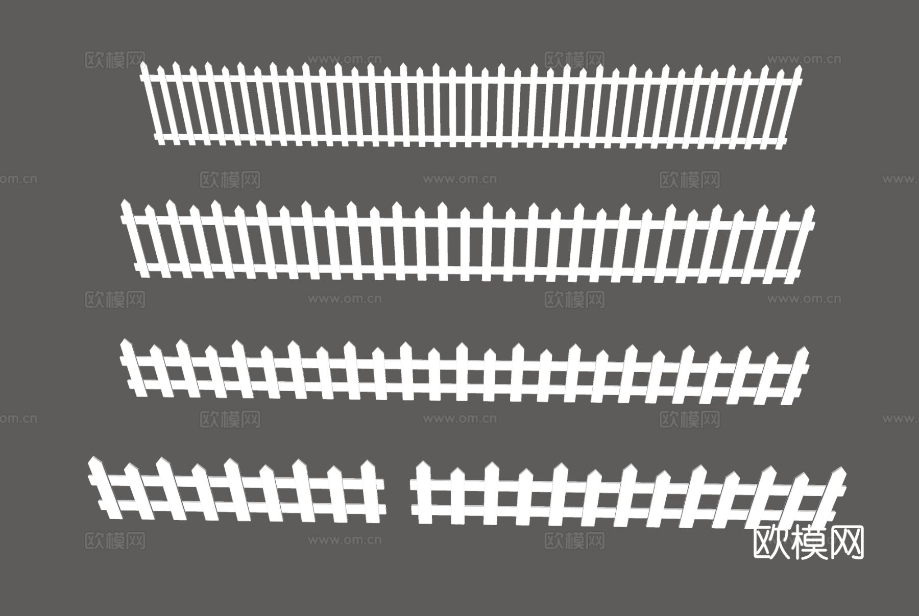 现代栅栏 围栏 护栏 木栅栏su模型