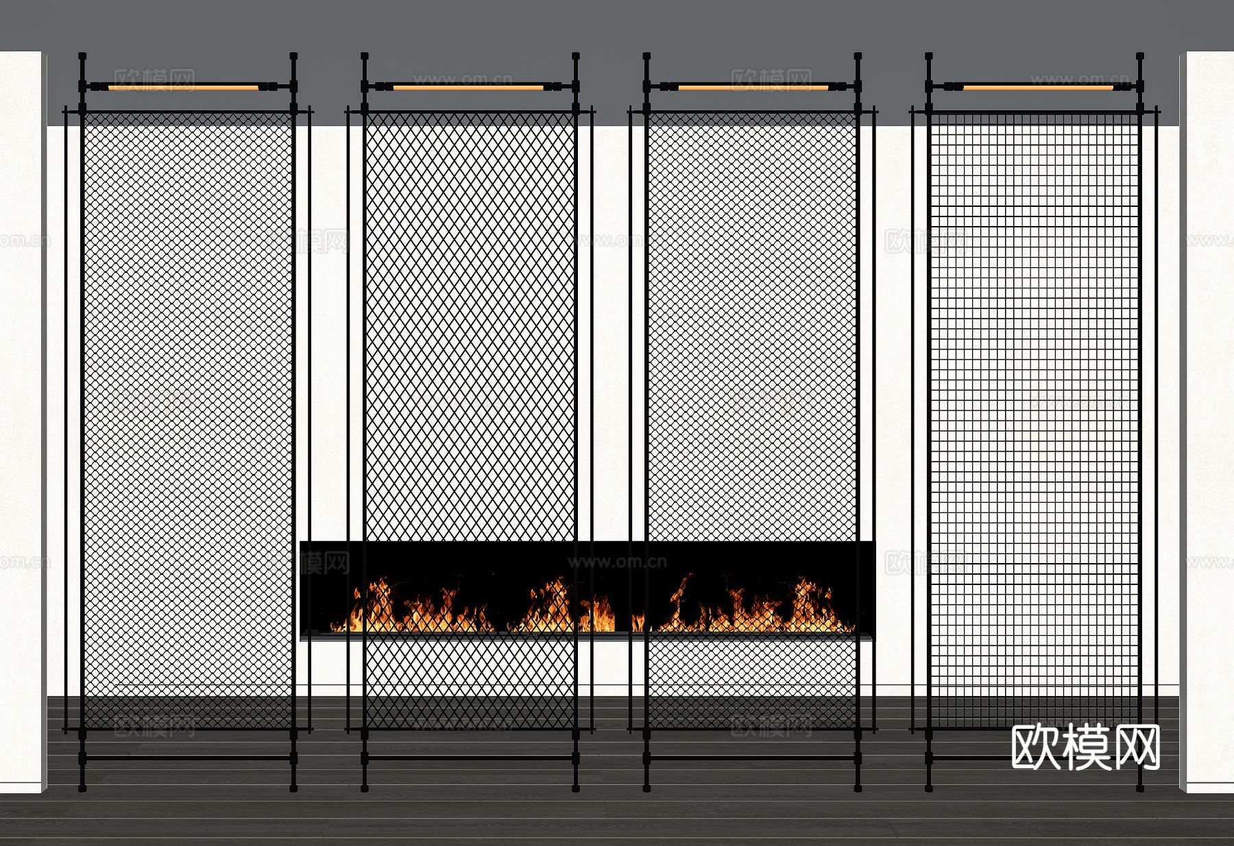 金属网隔断 电子壁炉su模型
