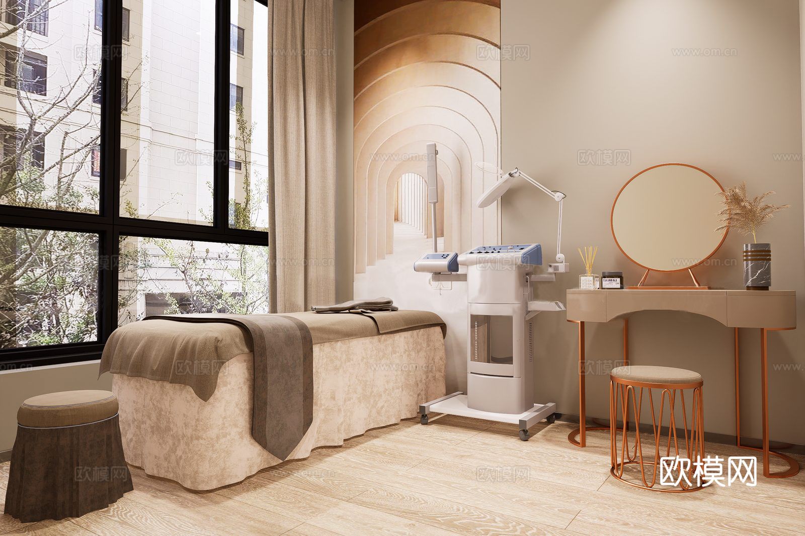 新中式spa包间 按摩房 足浴 美容su模型下载（渲染图2）