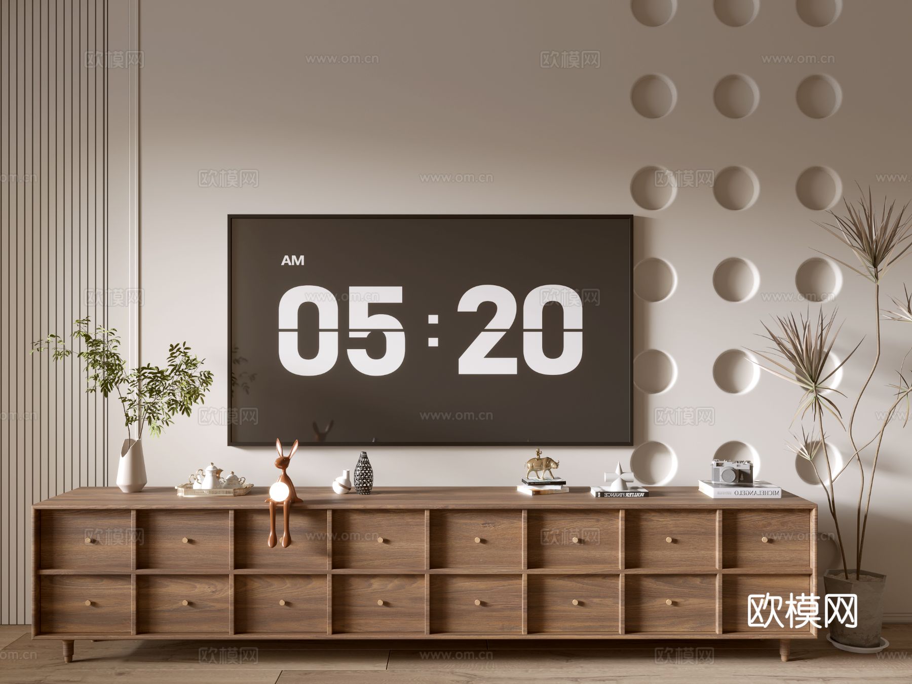 侘寂电视柜3d模型下载