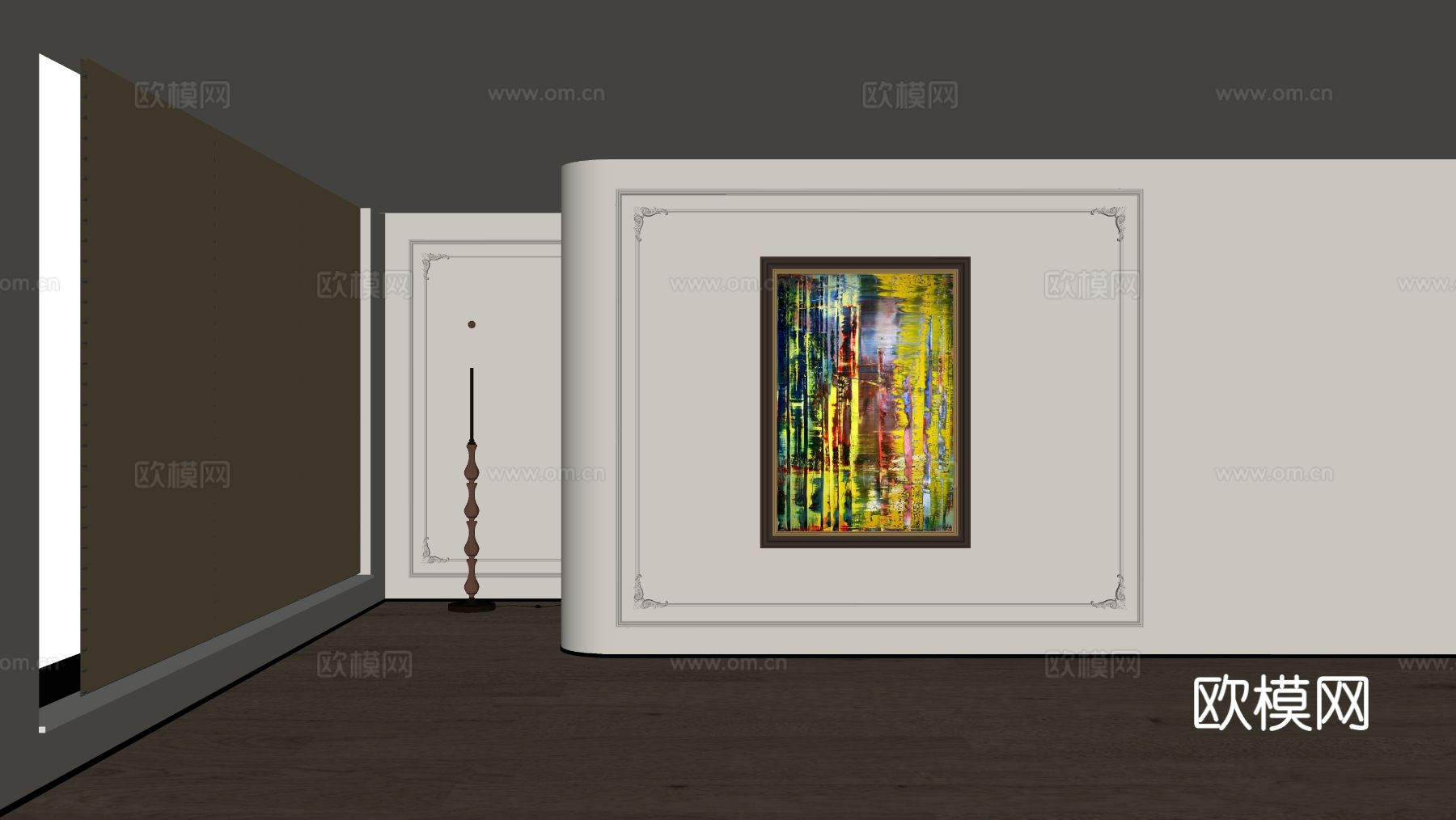 美式装饰画su模型下载（渲染图1）