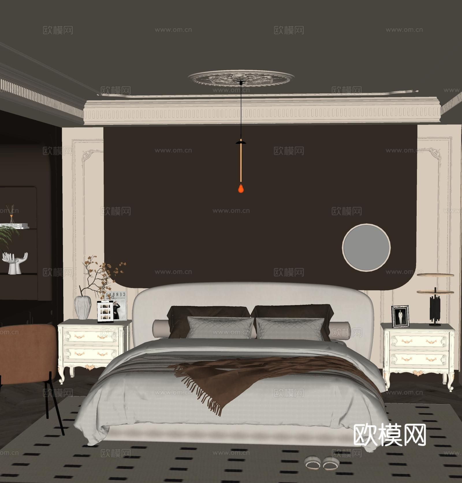 法式卧室 主卧su模型下载（渲染图1）