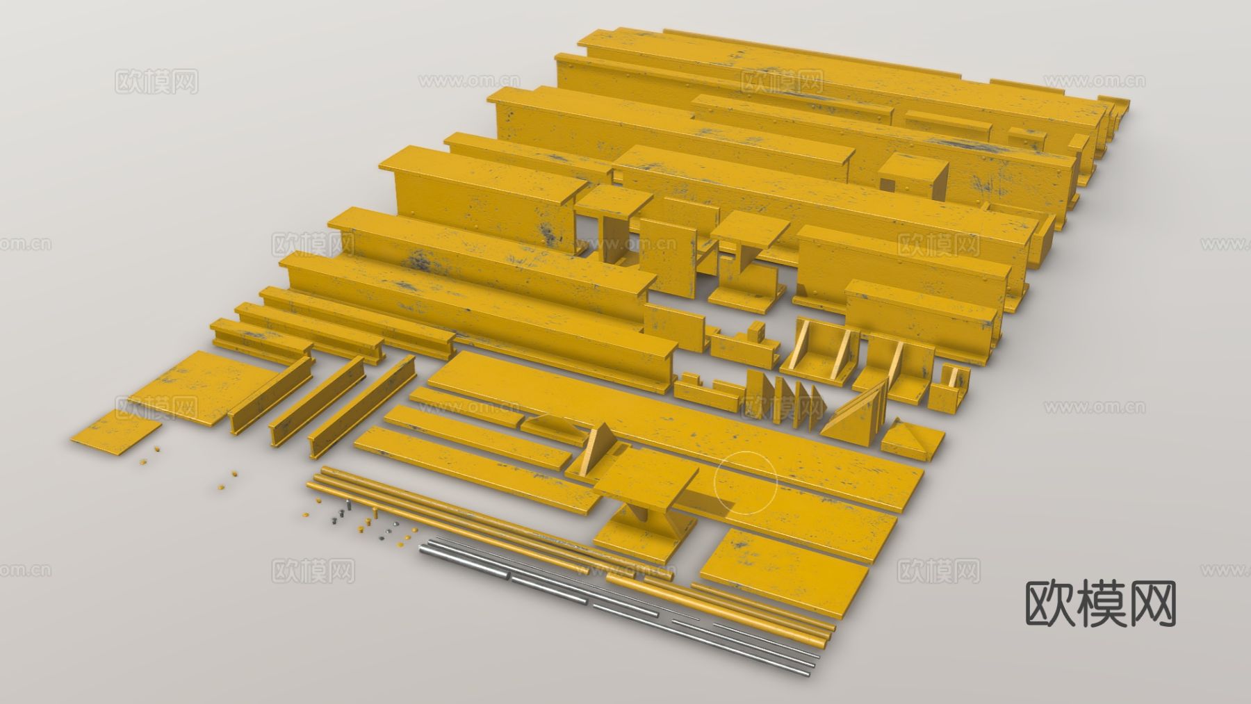 金属构件 工字钢 建筑钢件 金属建筑材料3d模型