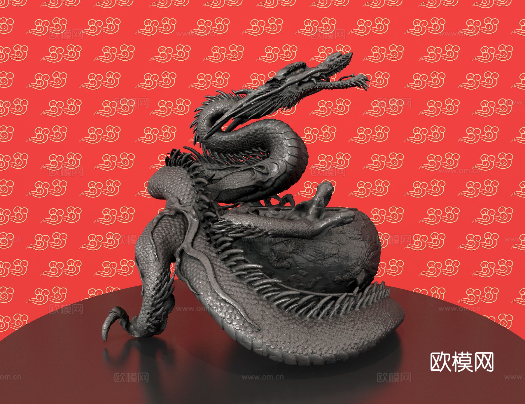 神龙雕塑 艺术摆件3d模型下载