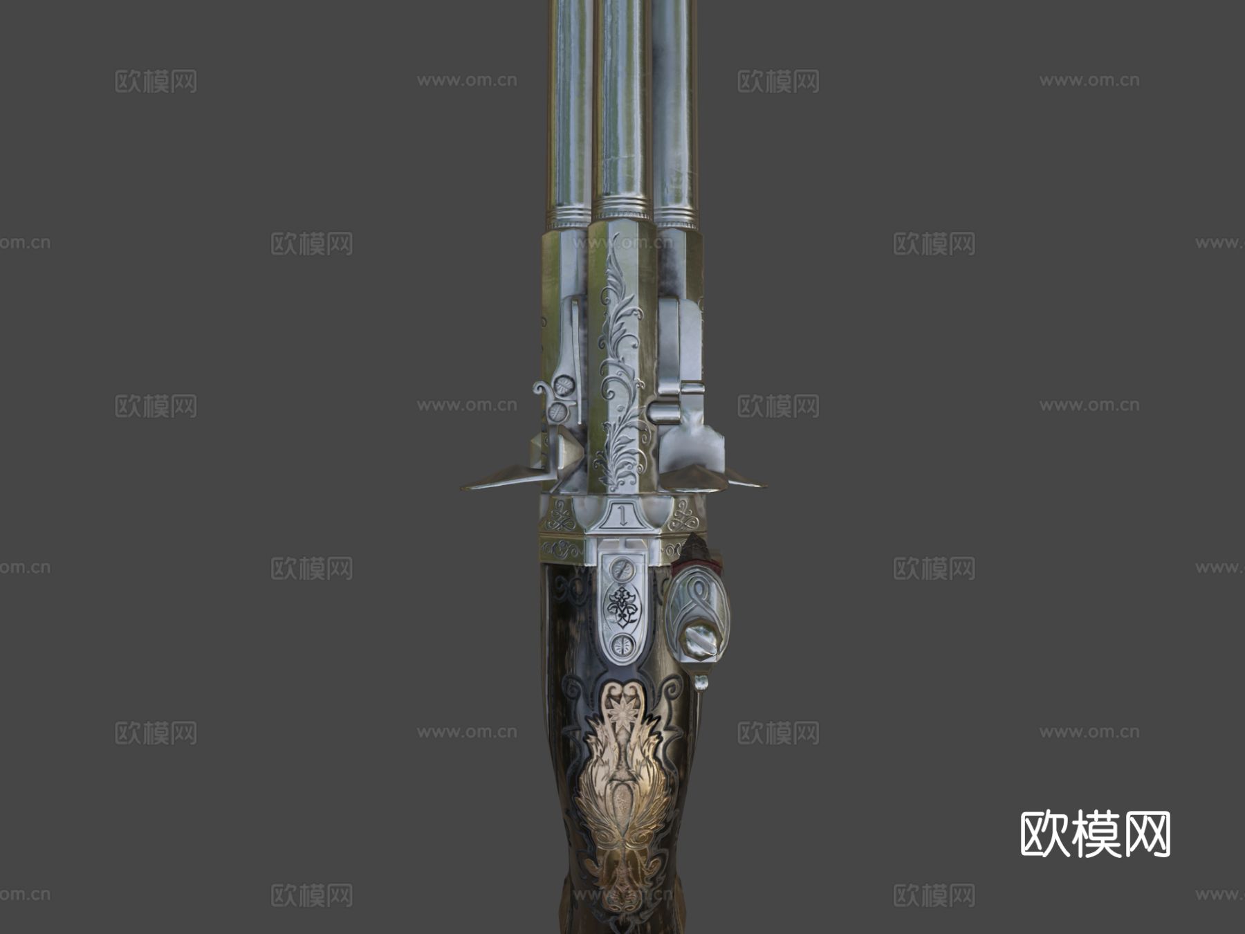 火石锁手枪su模型下载（渲染图5）