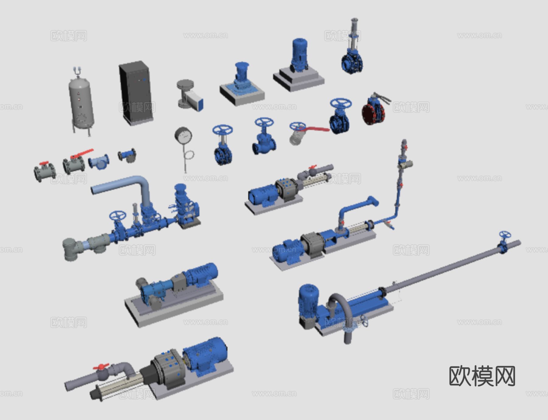 机械配件 阀门 管道 水泵su模型