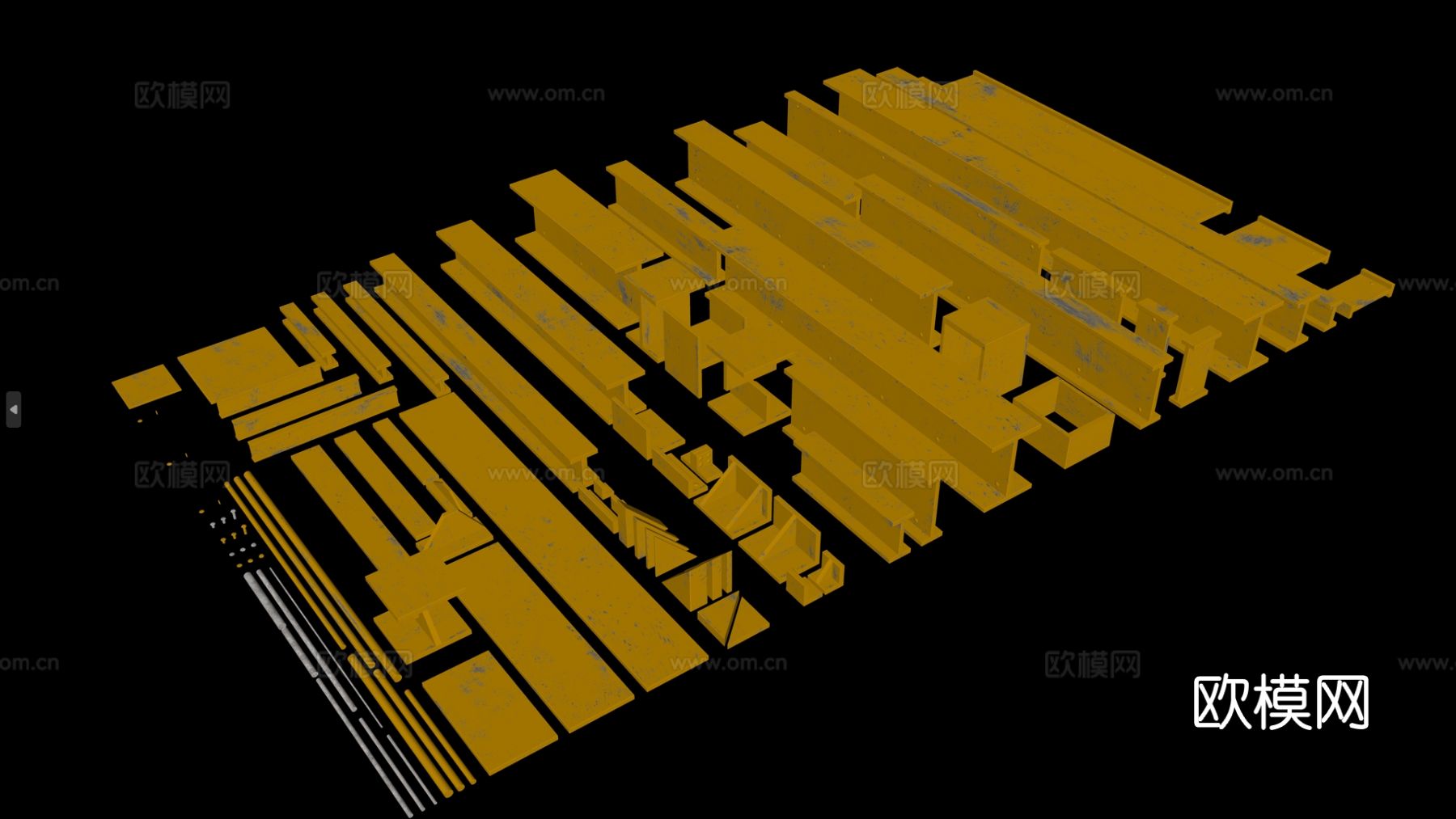 金属构件 工字钢 建筑钢件 金属建筑材料3d模型