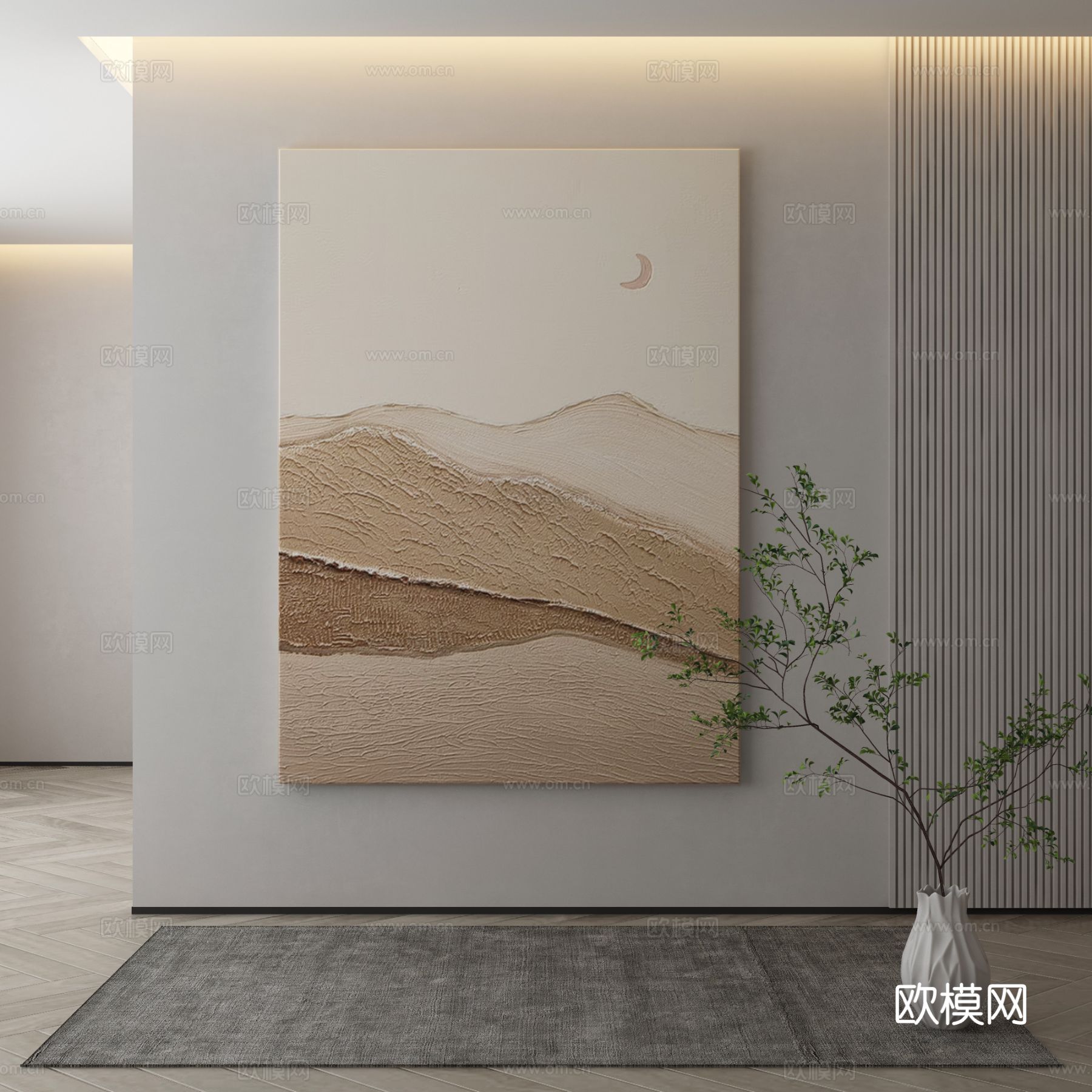 现代装饰画 油画 肌理画3d模型