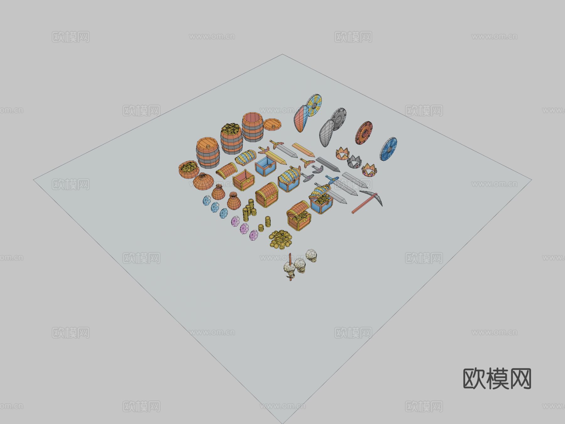 游戏二维资源su模型下载（渲染图1）