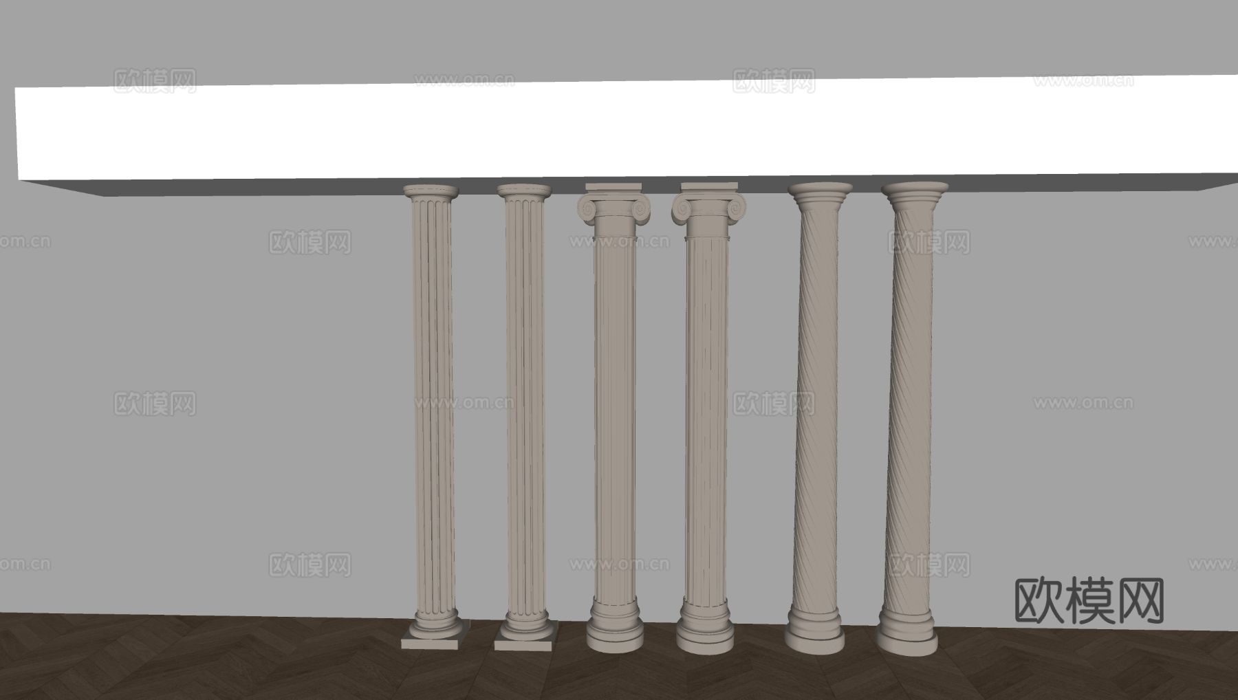 简欧罗马柱 石膏柱 圆柱su模型