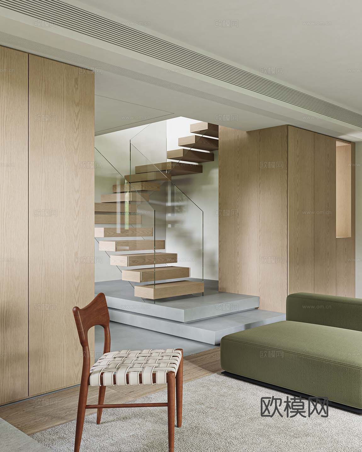 现代单椅 编织椅 实木椅 椅子3d模型下载