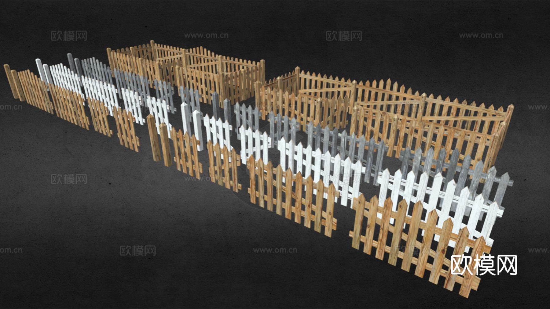 现代围栏 护栏 木围栏 木栅栏3d模型