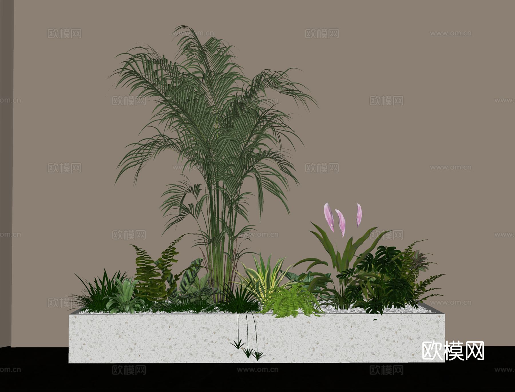 绿植 盆栽 植物造景 绿植花箱su模型