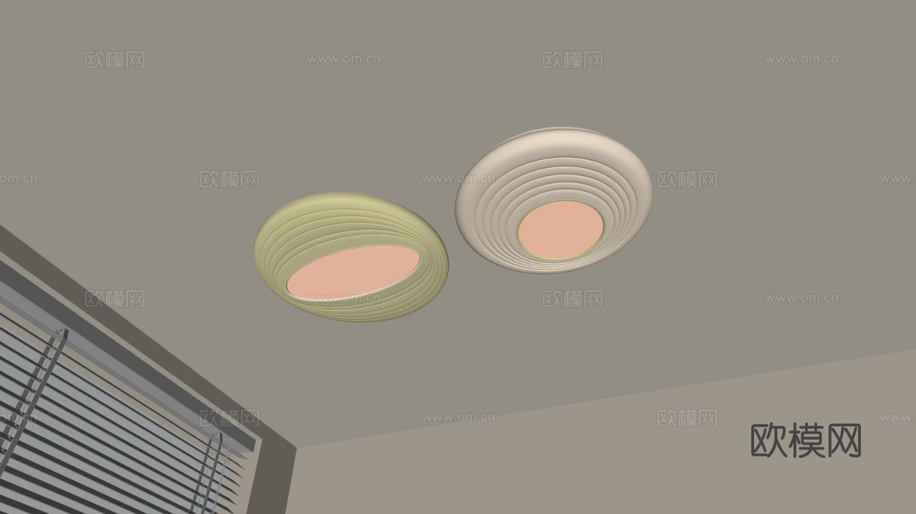 现代吸顶灯su模型下载（渲染图1）