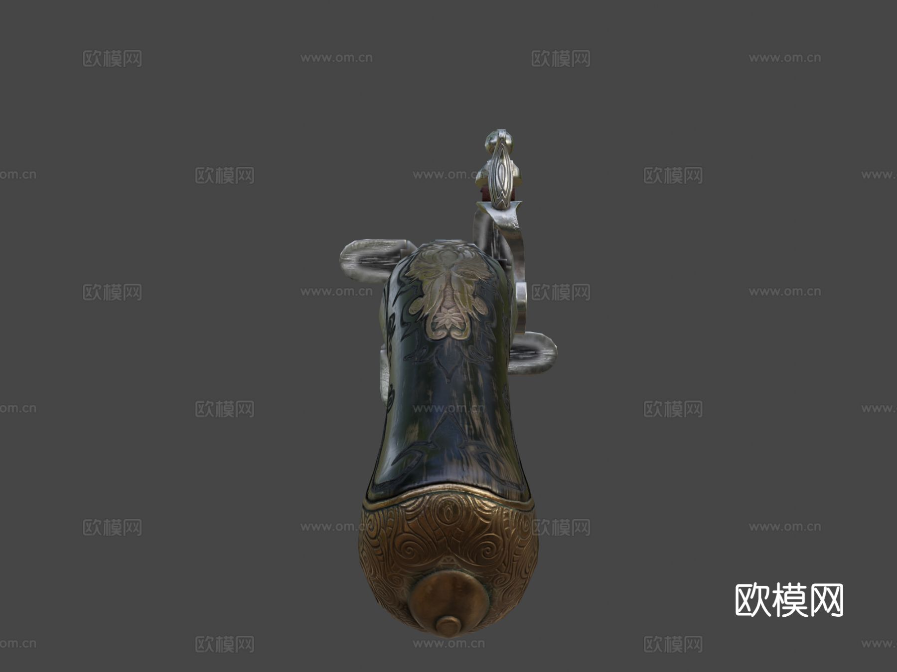 火石锁手枪su模型下载（渲染图6）