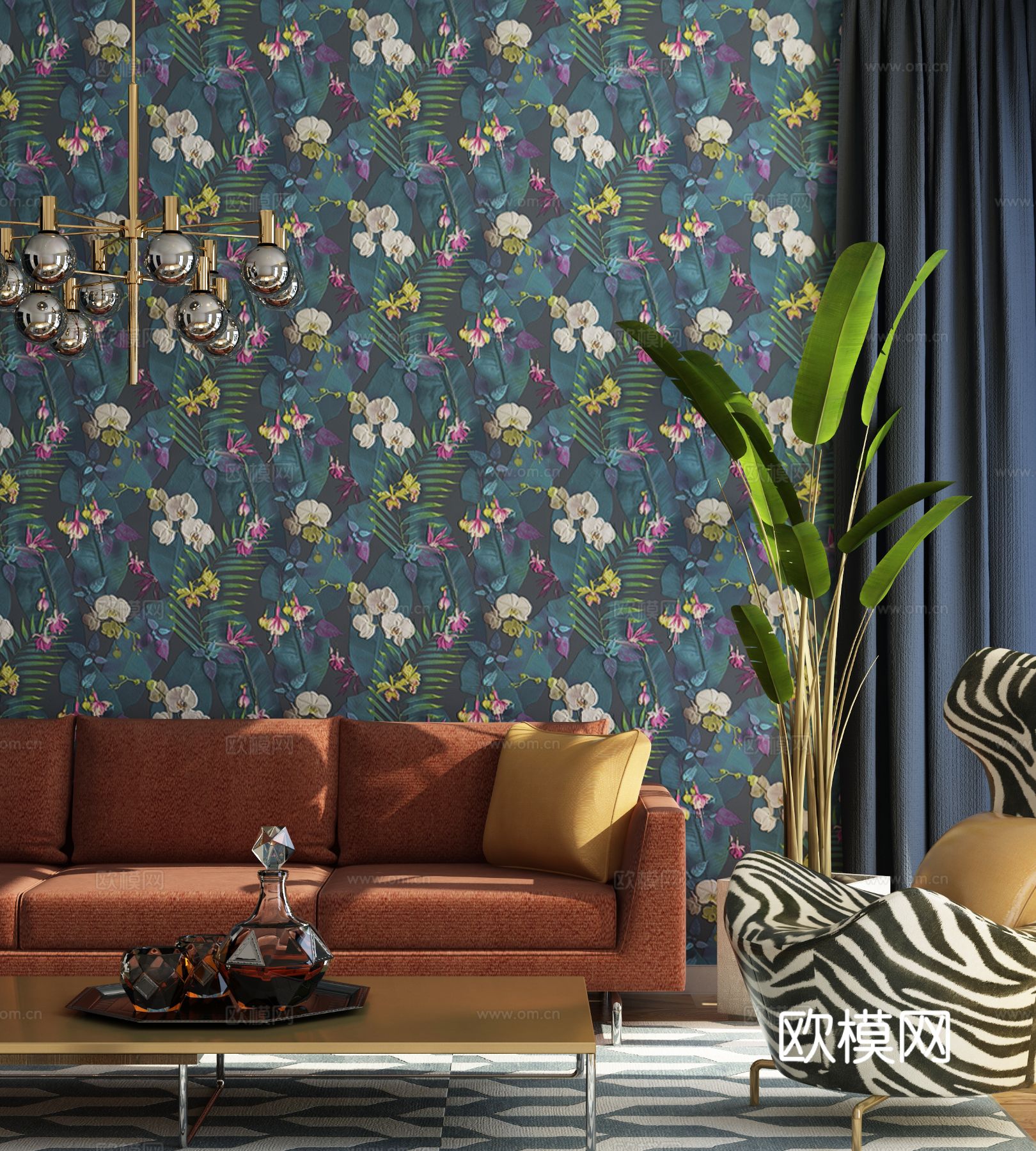 美式椅子 休闲椅3d模型下载（渲染图1）