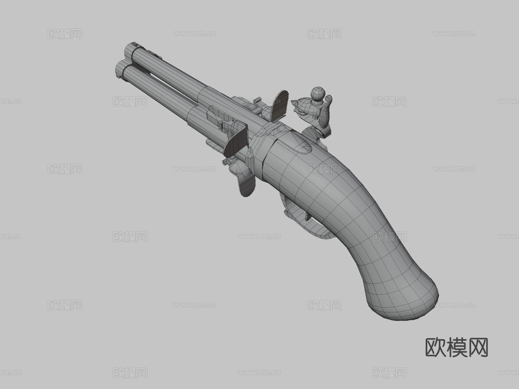 火石锁手枪su模型下载（渲染图2）