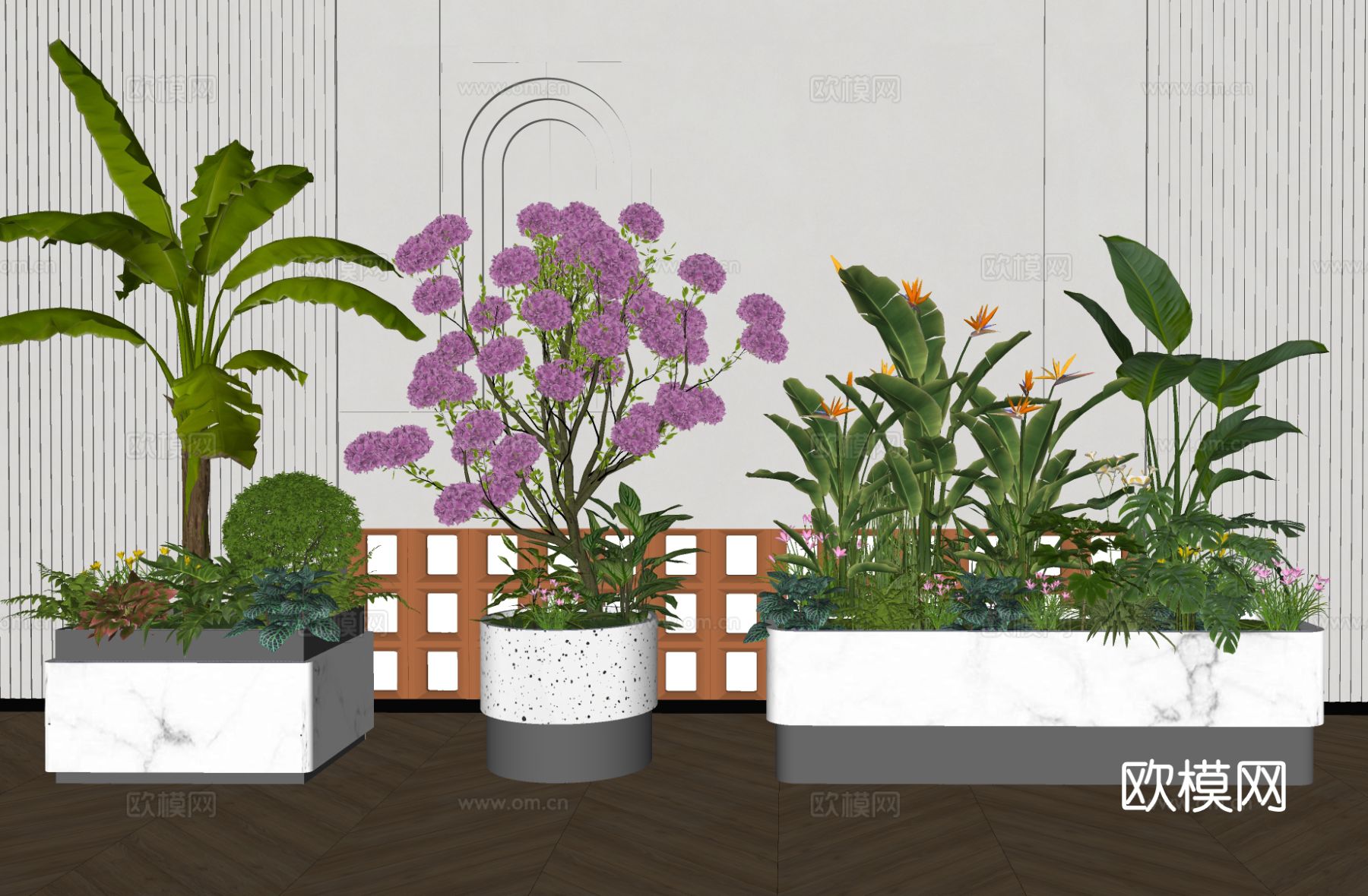 绿植花箱 花池花坛 花境su模型下载（渲染图1）