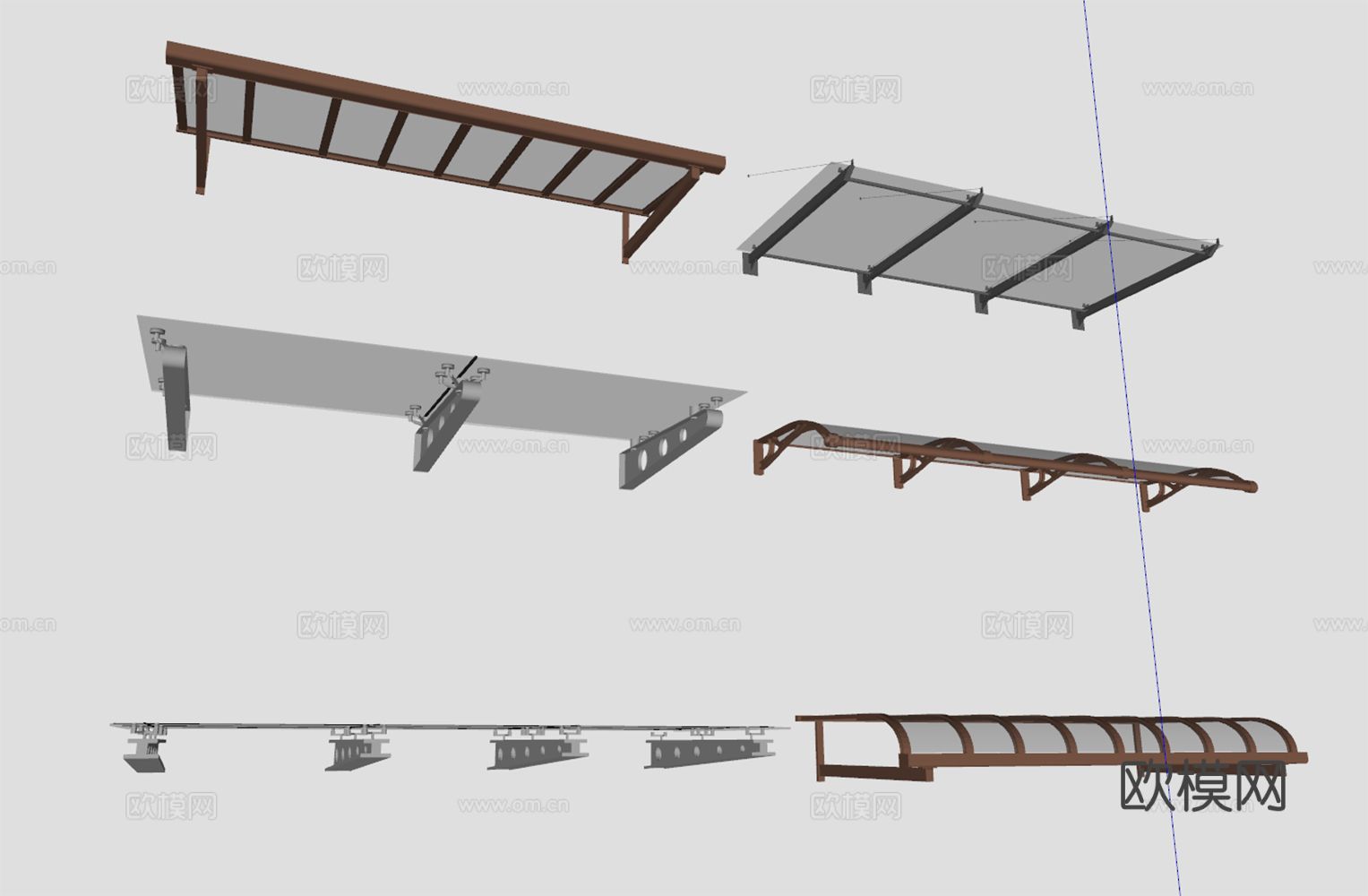 玻璃雨棚 遮雨棚 雨搭su模型