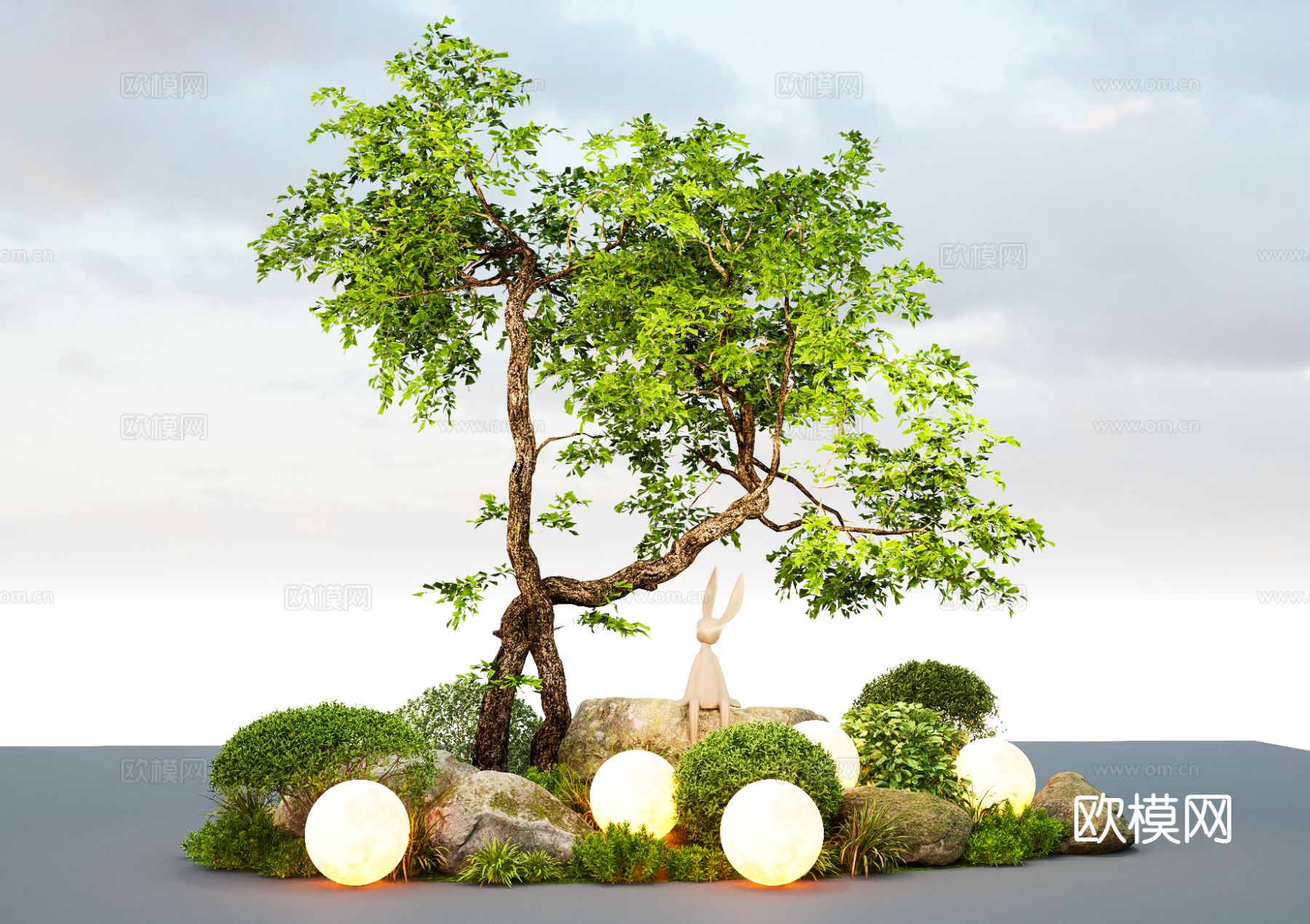 造型树 地被灌木 绿植堆su模型下载（渲染图2）