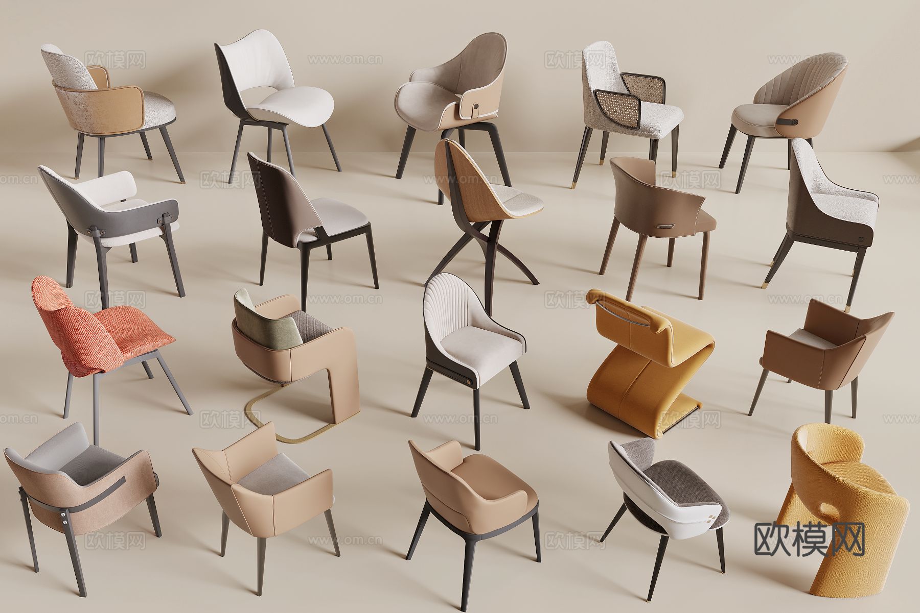 现代椅子 餐椅3d模型下载