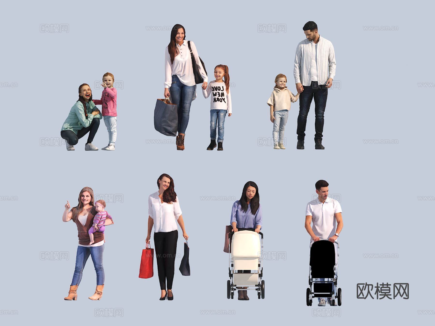 2D人 小孩 多人 片面人3d模型下载（渲染图1）