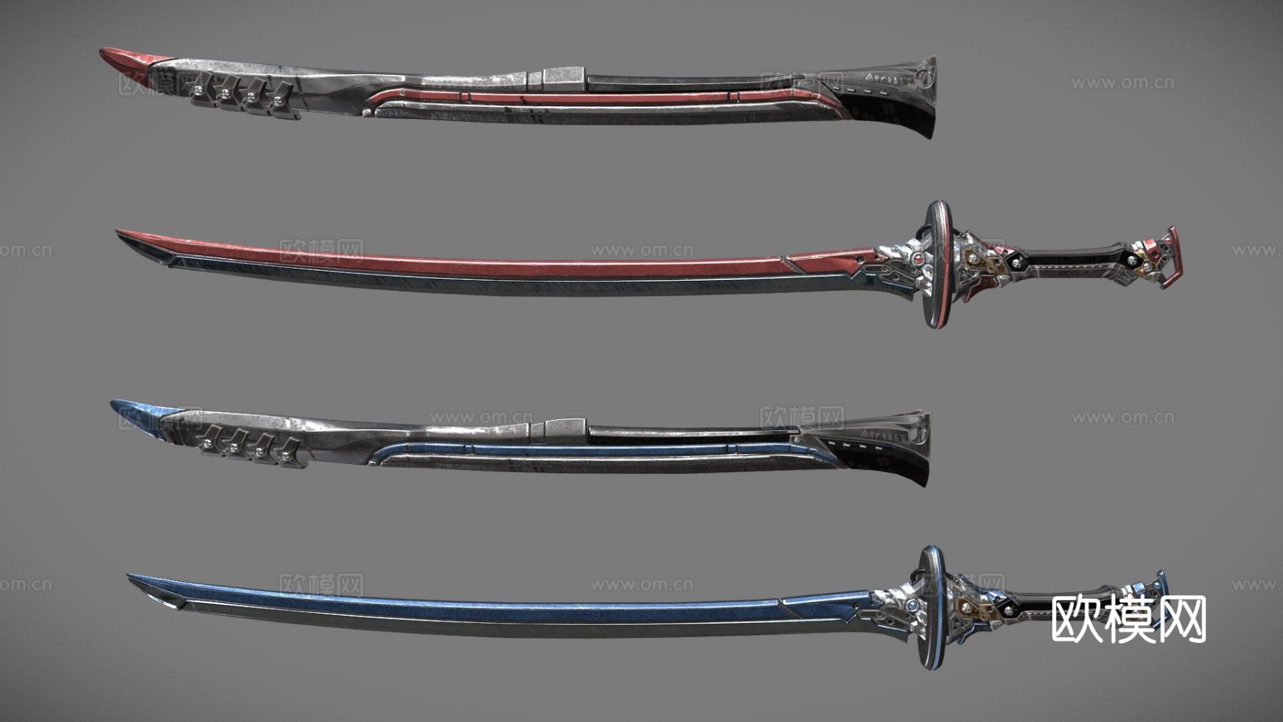 两色重剑su模型下载（渲染图2）
