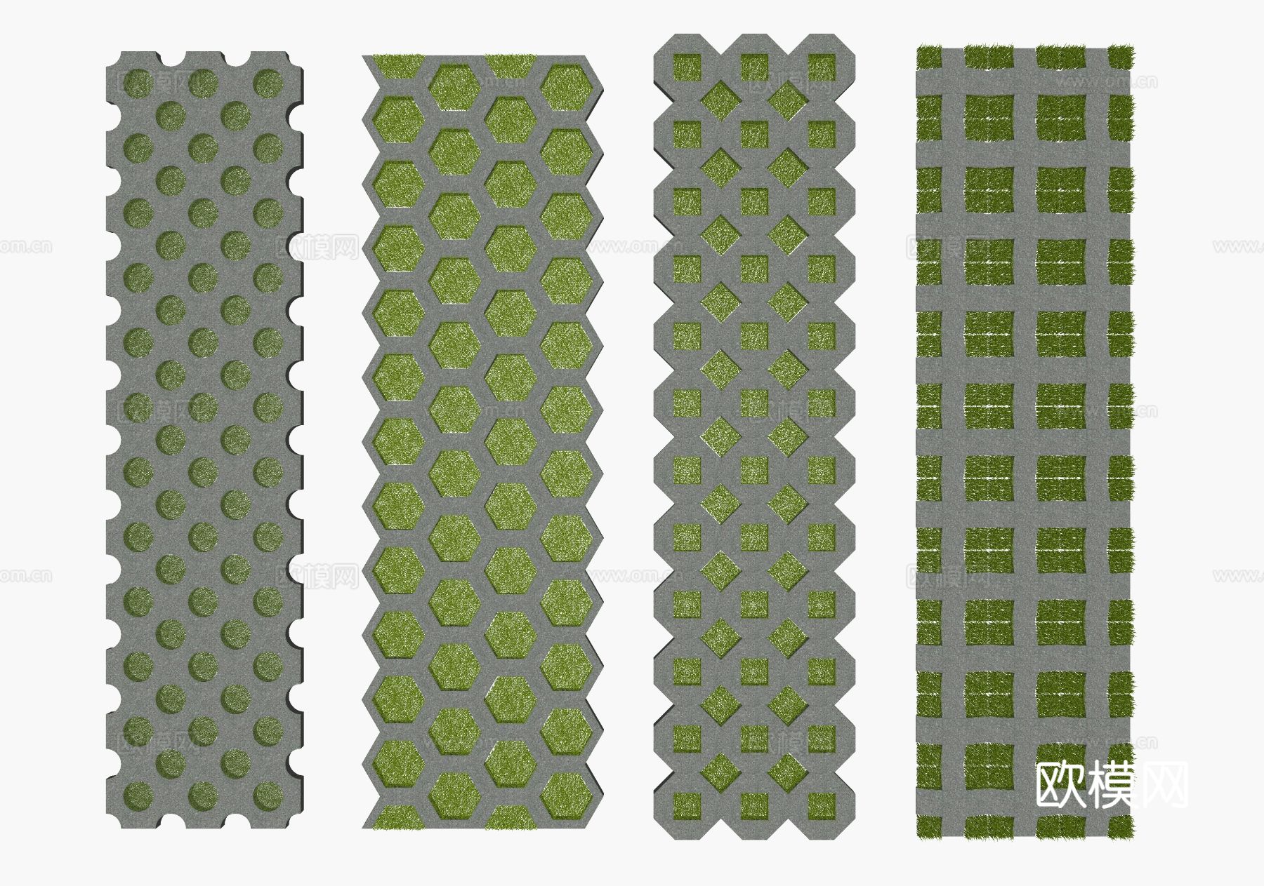 现代植草砖 立体植草砖su模型