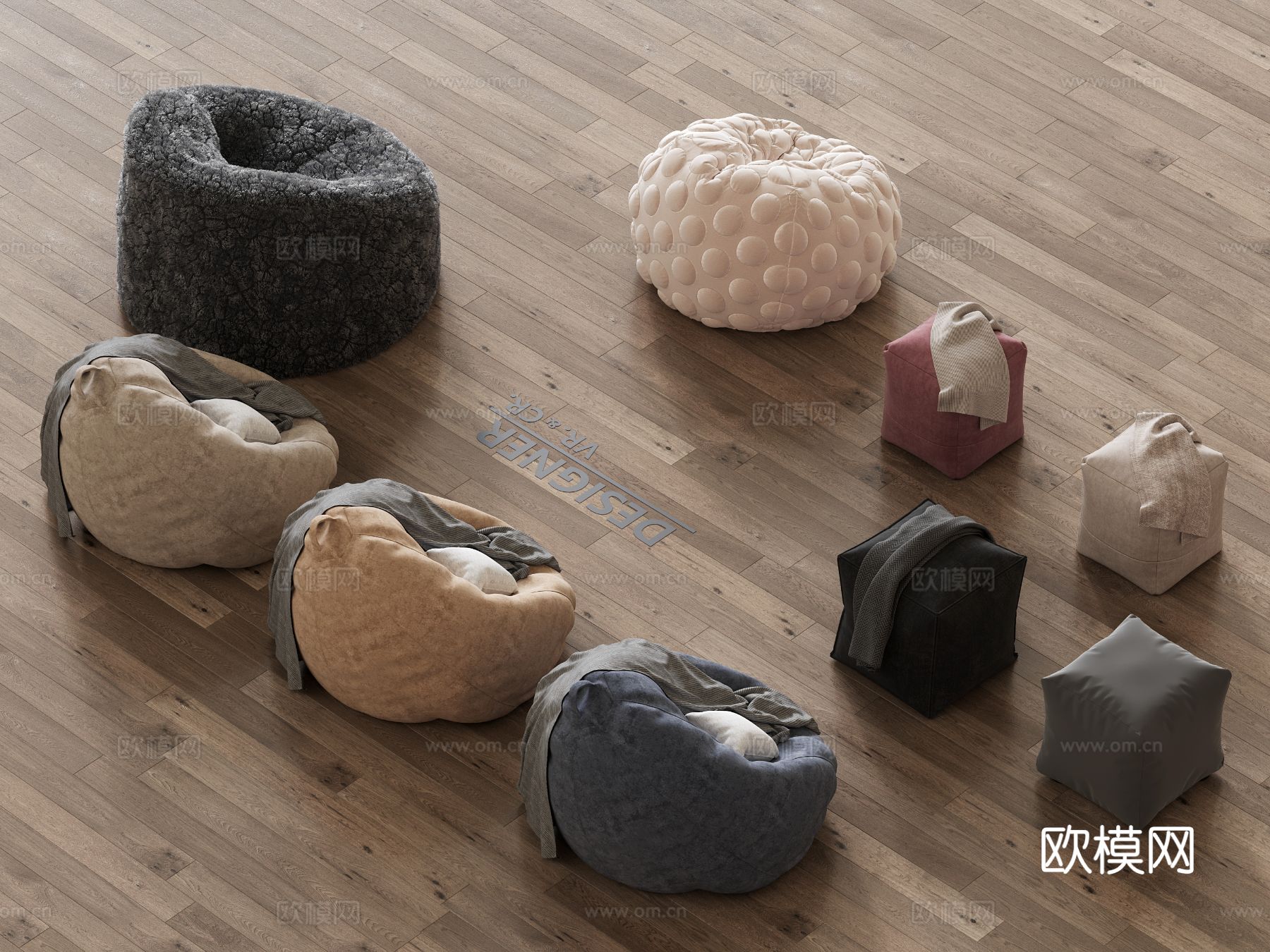 现代懒人沙发3d模型下载（渲染图2）