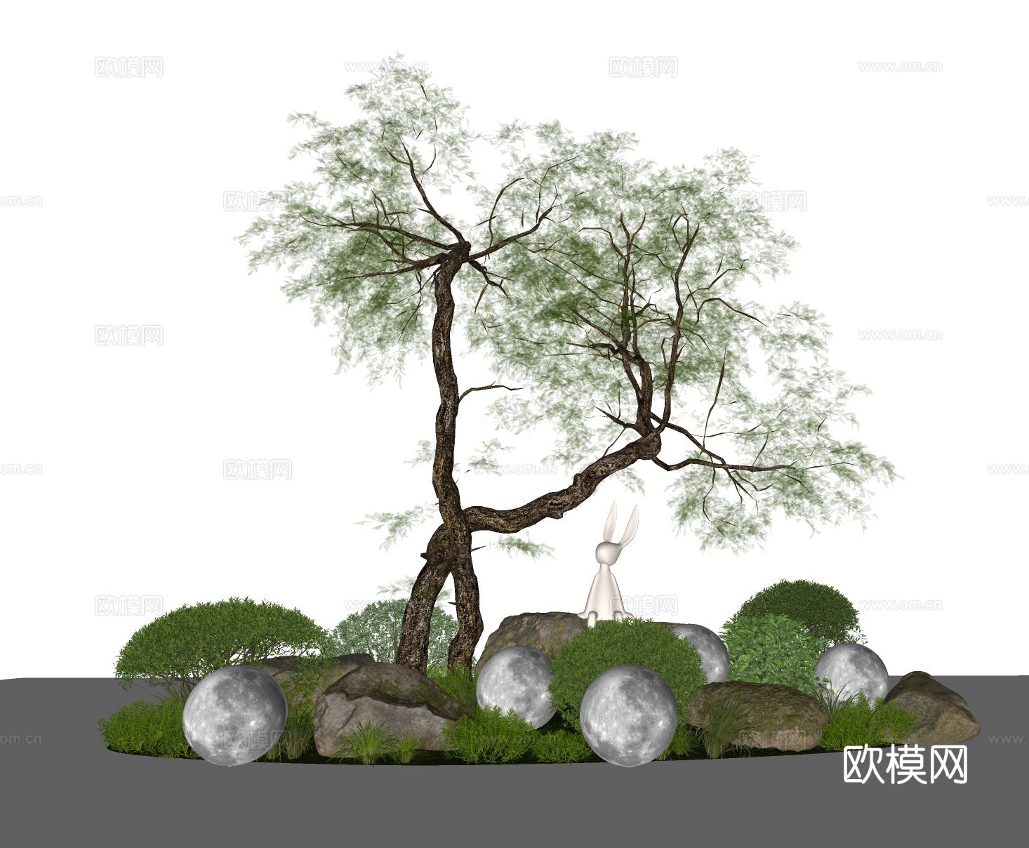 造型树 地被灌木 绿植堆su模型下载（渲染图1）