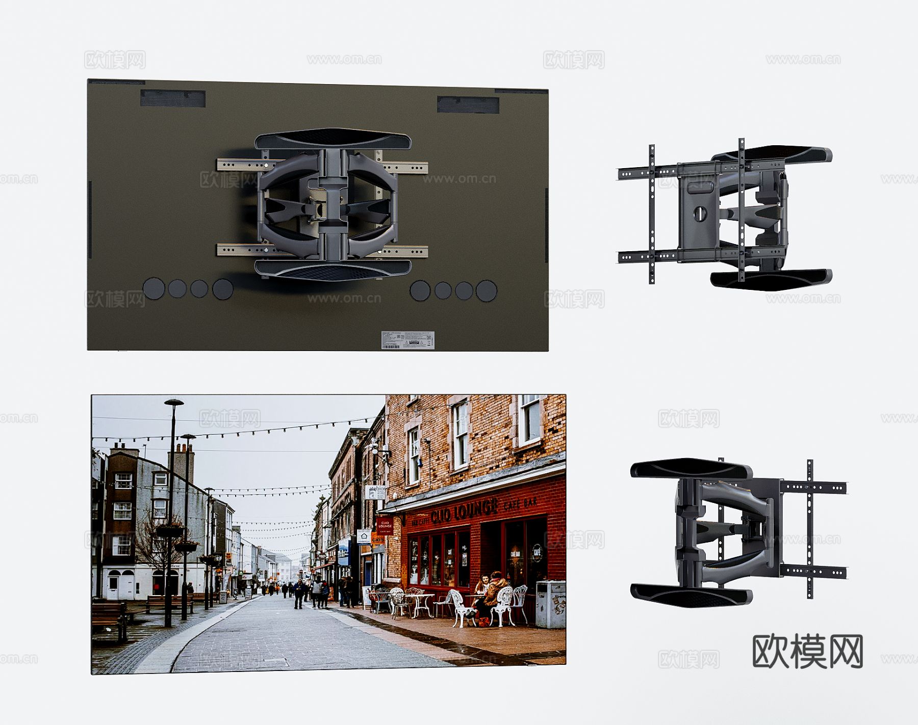 现代壁挂电视 电视折叠支架3d模型