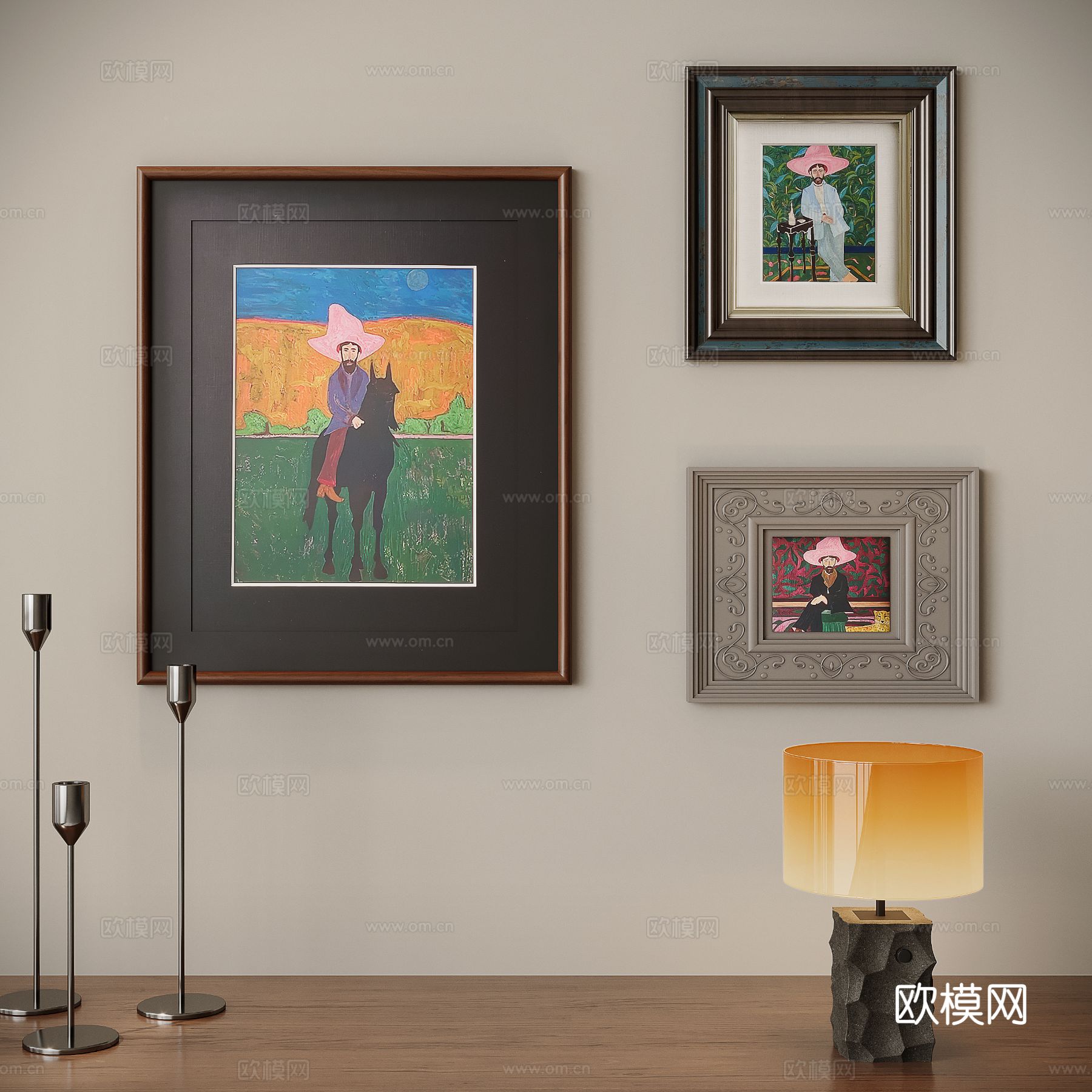 中古风装饰画 人物画 挂画3d模型