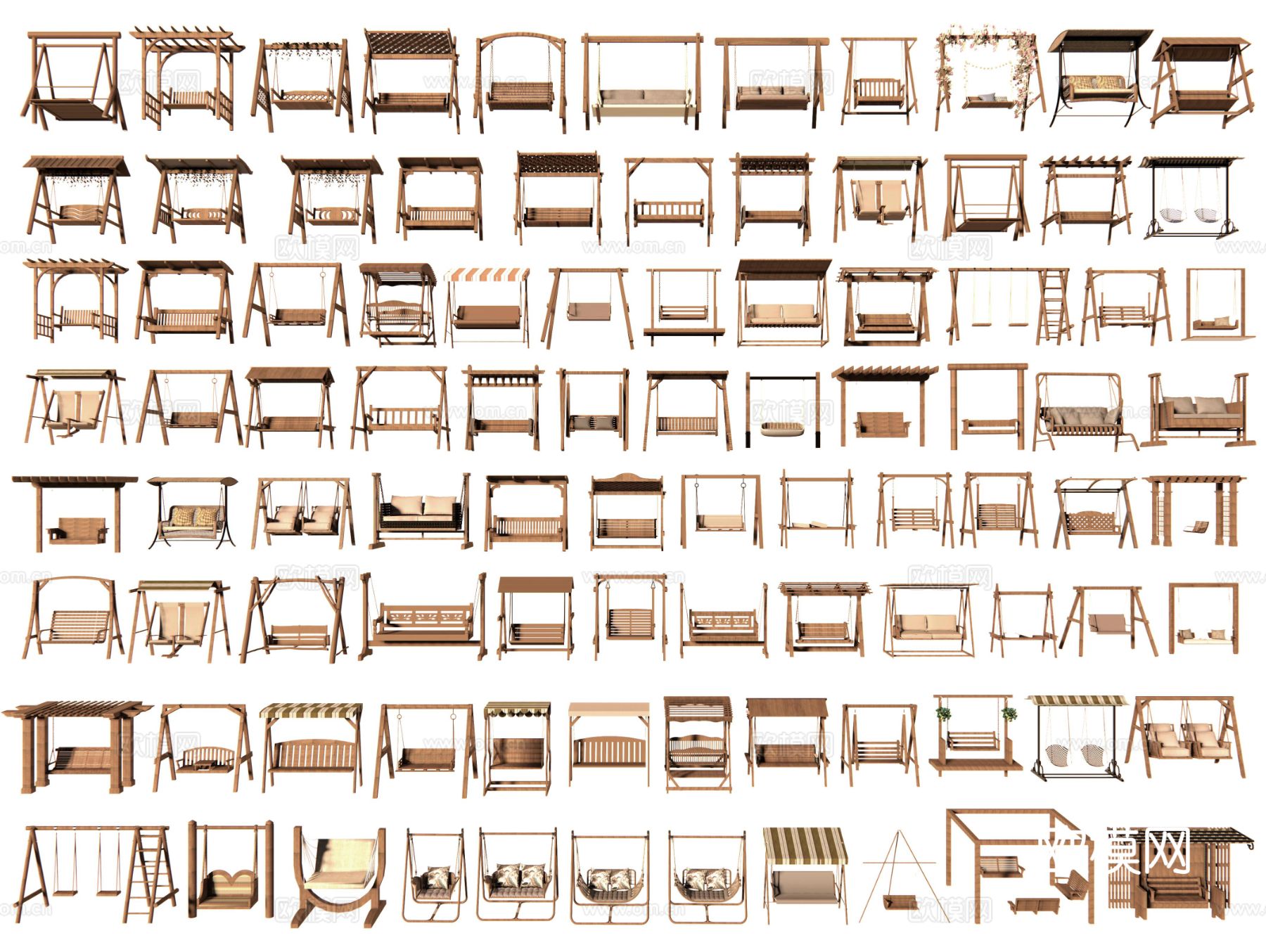 现代吊椅 秋千椅3d模型下载