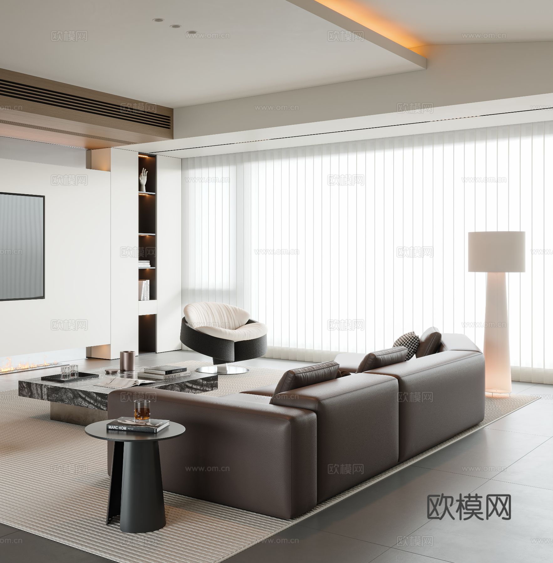 意式客厅3d模型下载（渲染图2）