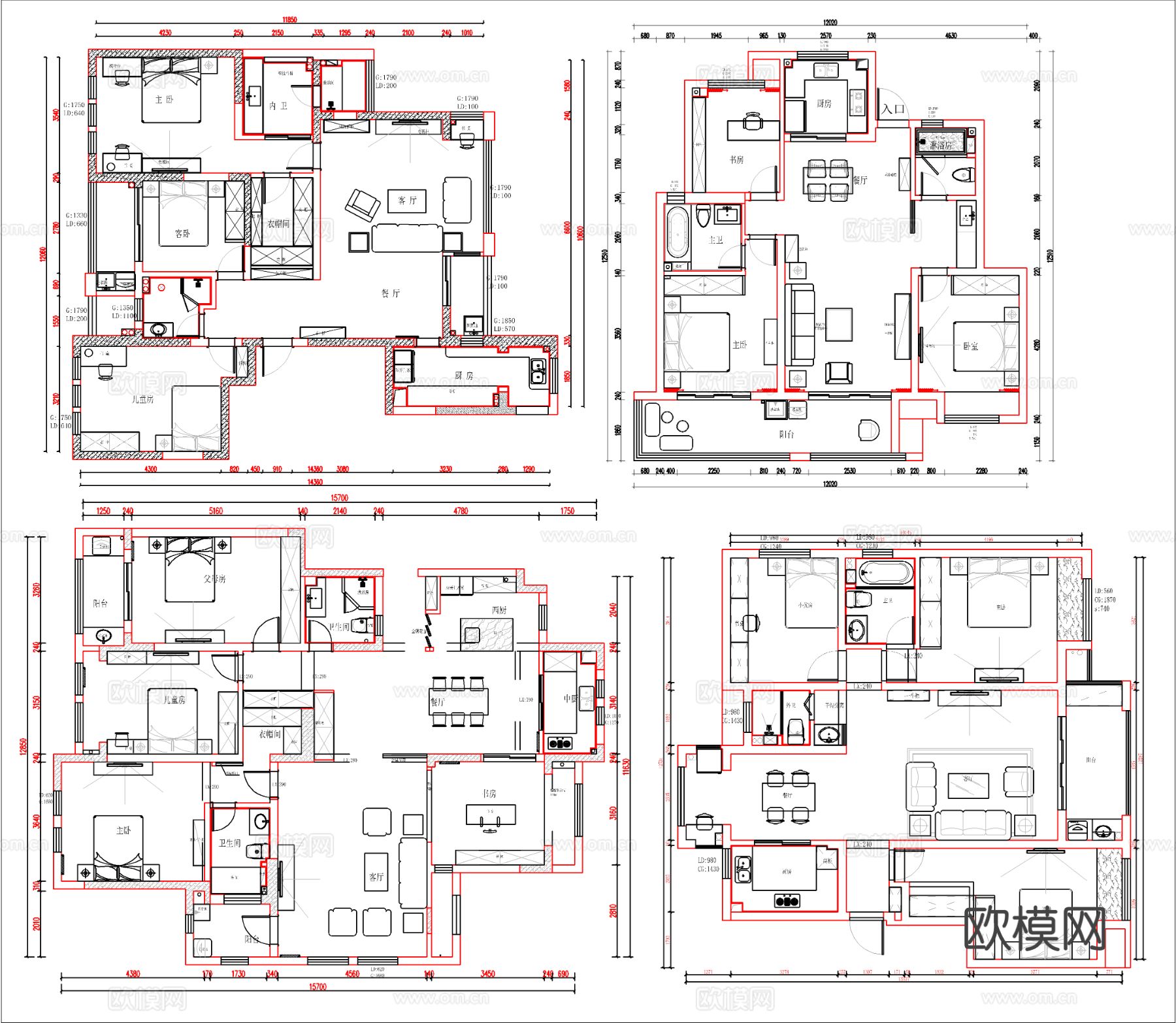50组家装CAD平面图库下载（渲染图6）