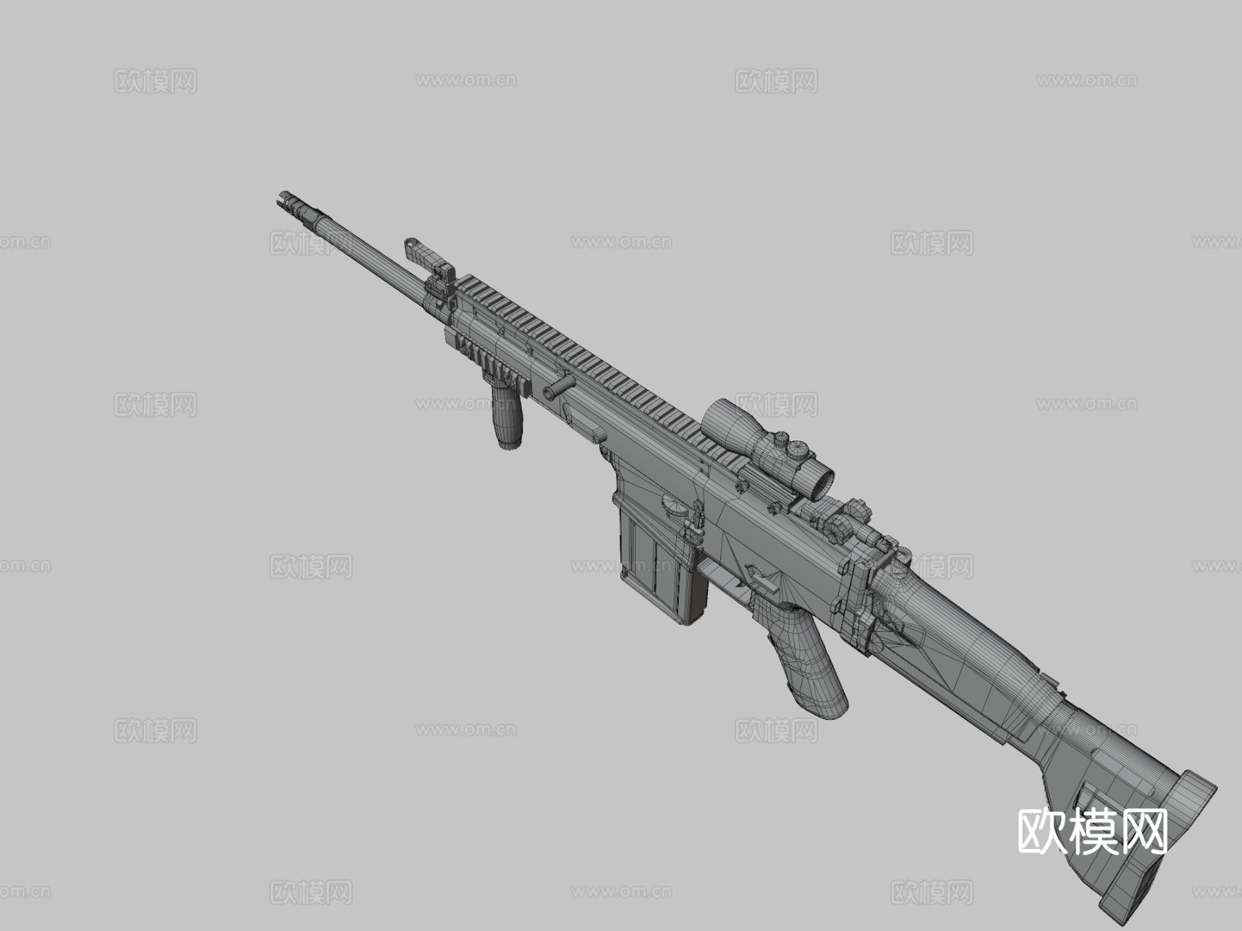 步枪 瞄准镜和握把su模型下载（渲染图3）