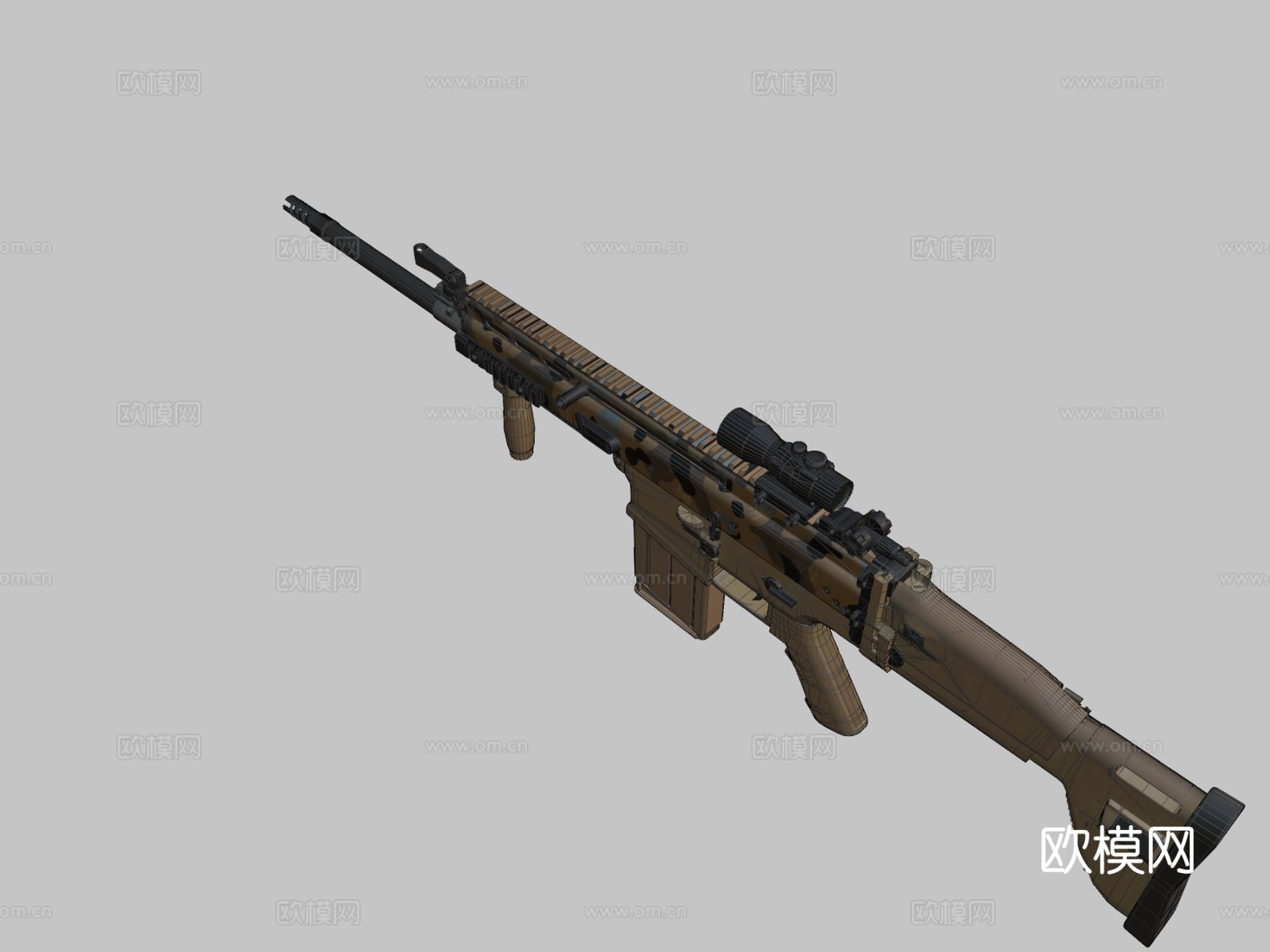 步枪 瞄准镜和握把su模型下载（渲染图1）