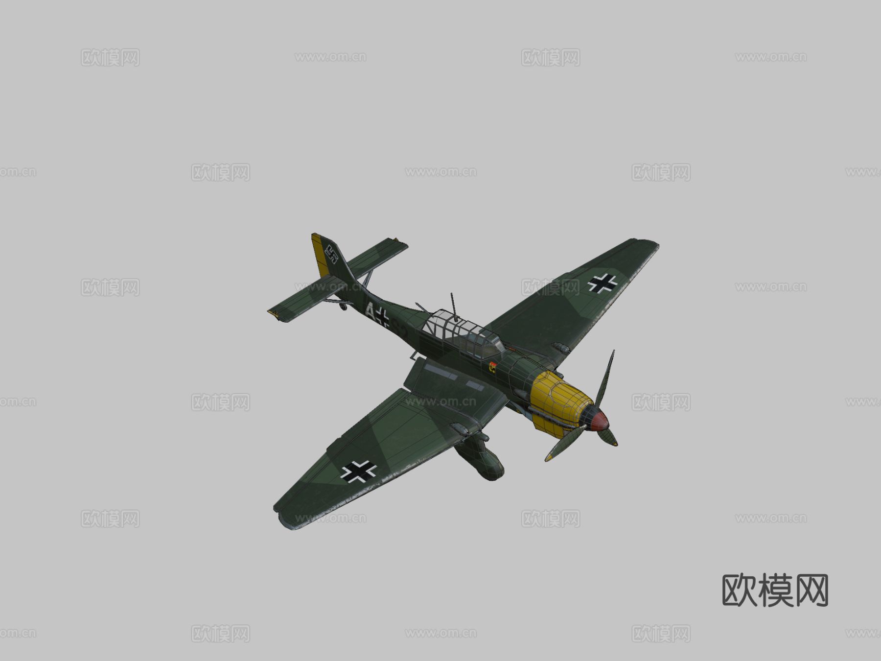 老式飞机3d模型下载（渲染图2）