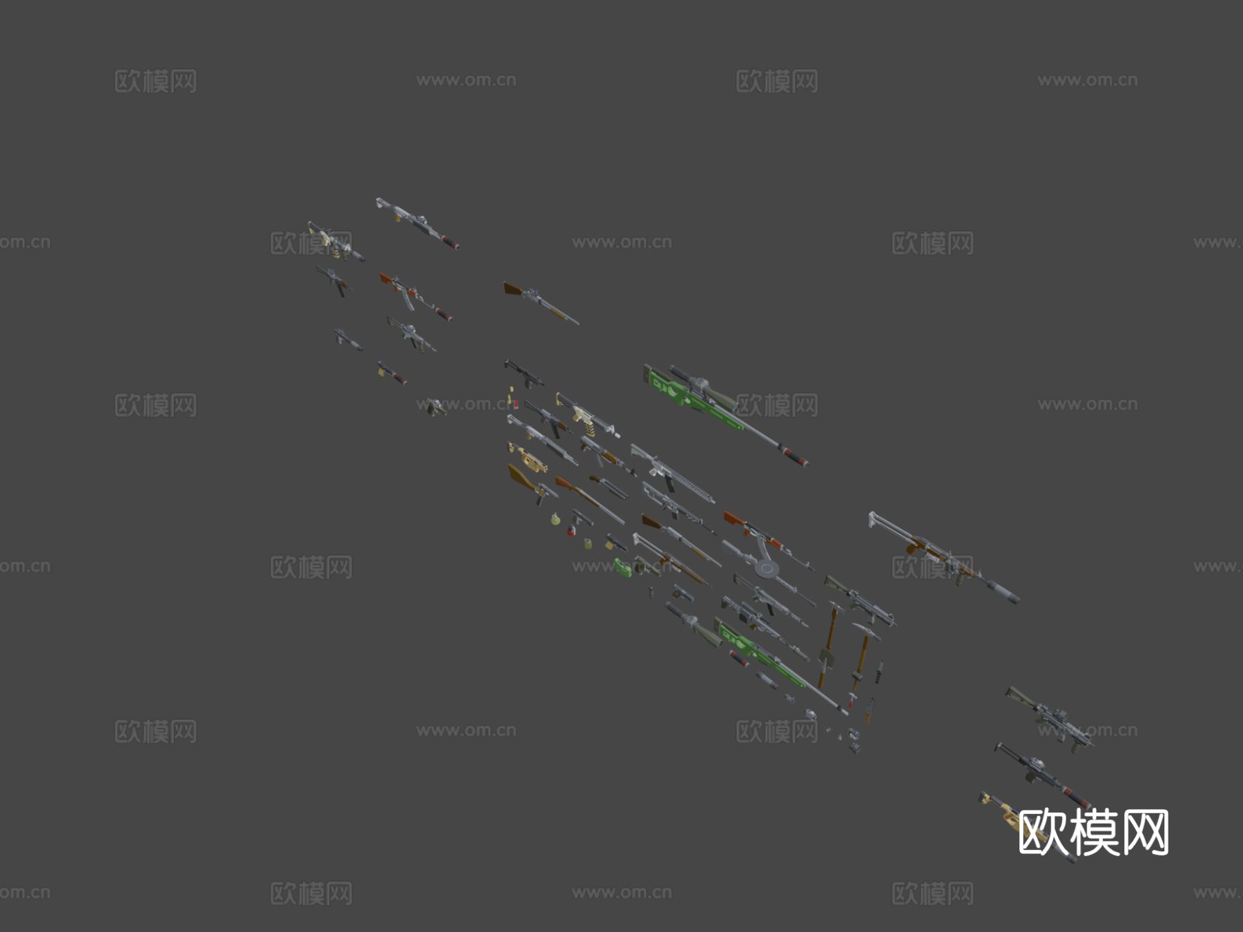 AK 冲锋枪su模型下载（渲染图5）