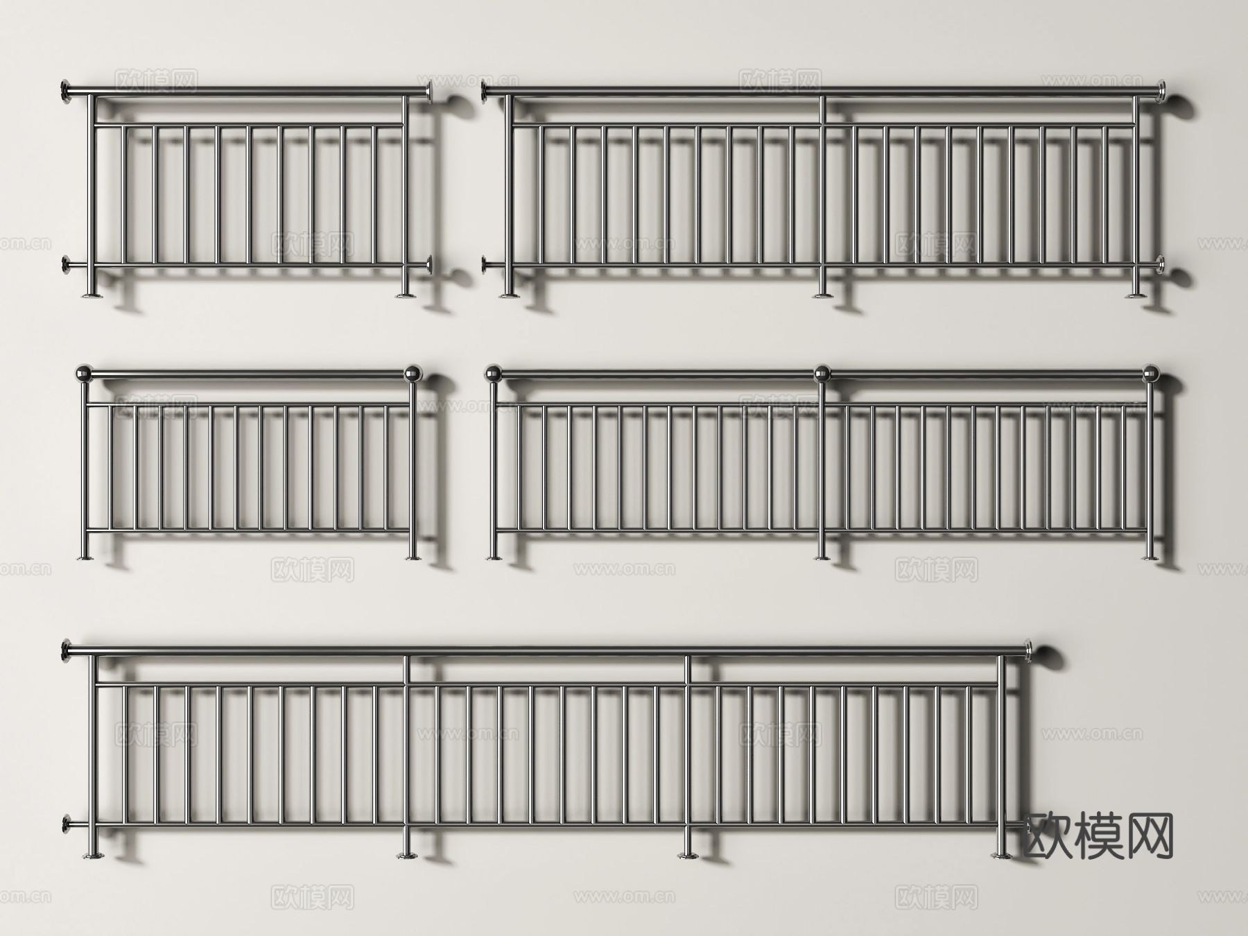 现代不锈钢栏杆 护栏3d模型