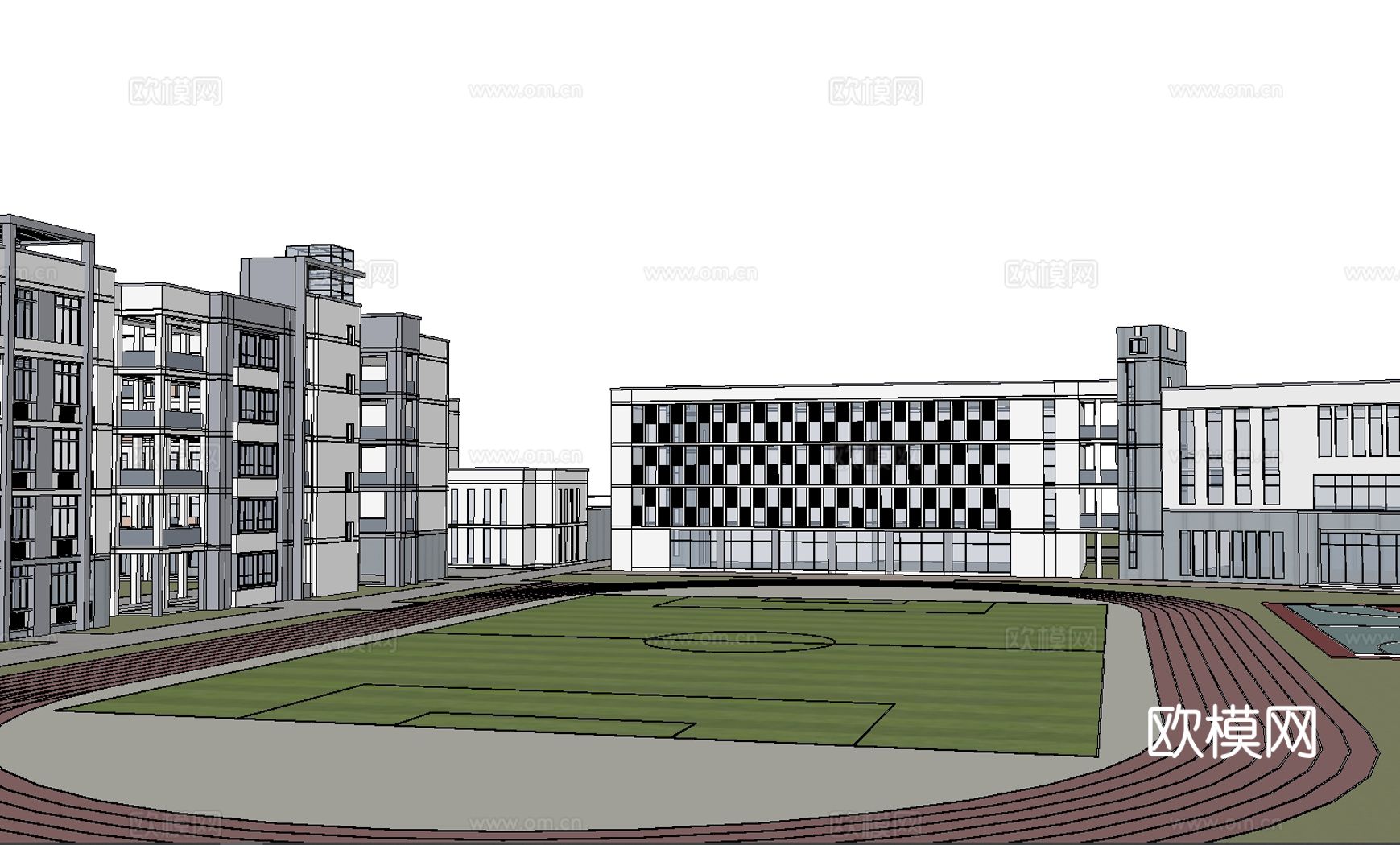 学校 操场 教学楼 综合楼su模型