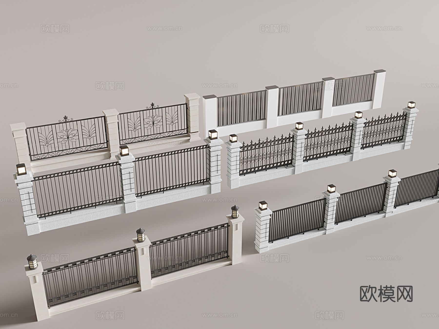 铁艺护栏 铝合金围栏 栅栏3d模型