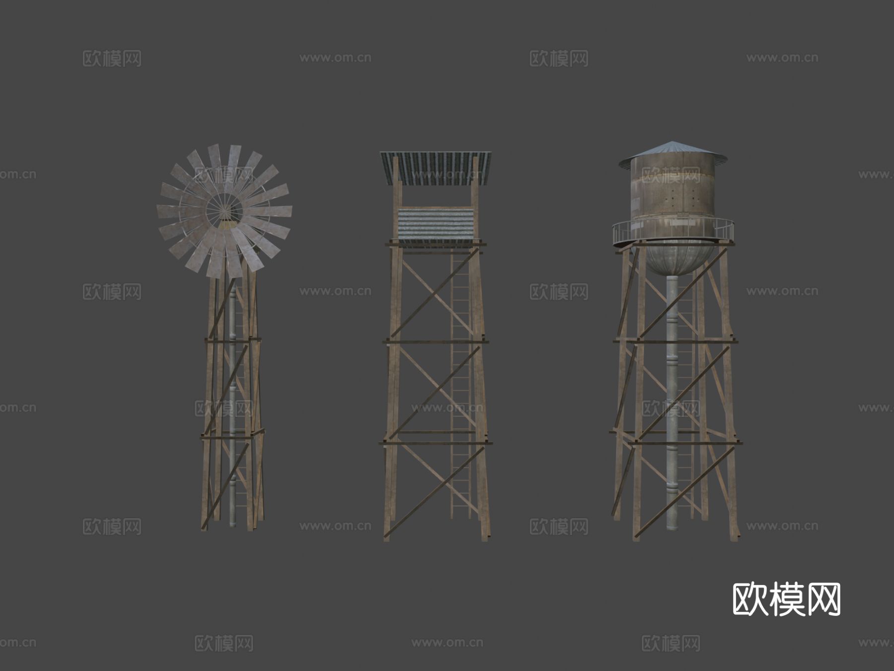 水塔 风车 警卫塔su模型下载（渲染图8）