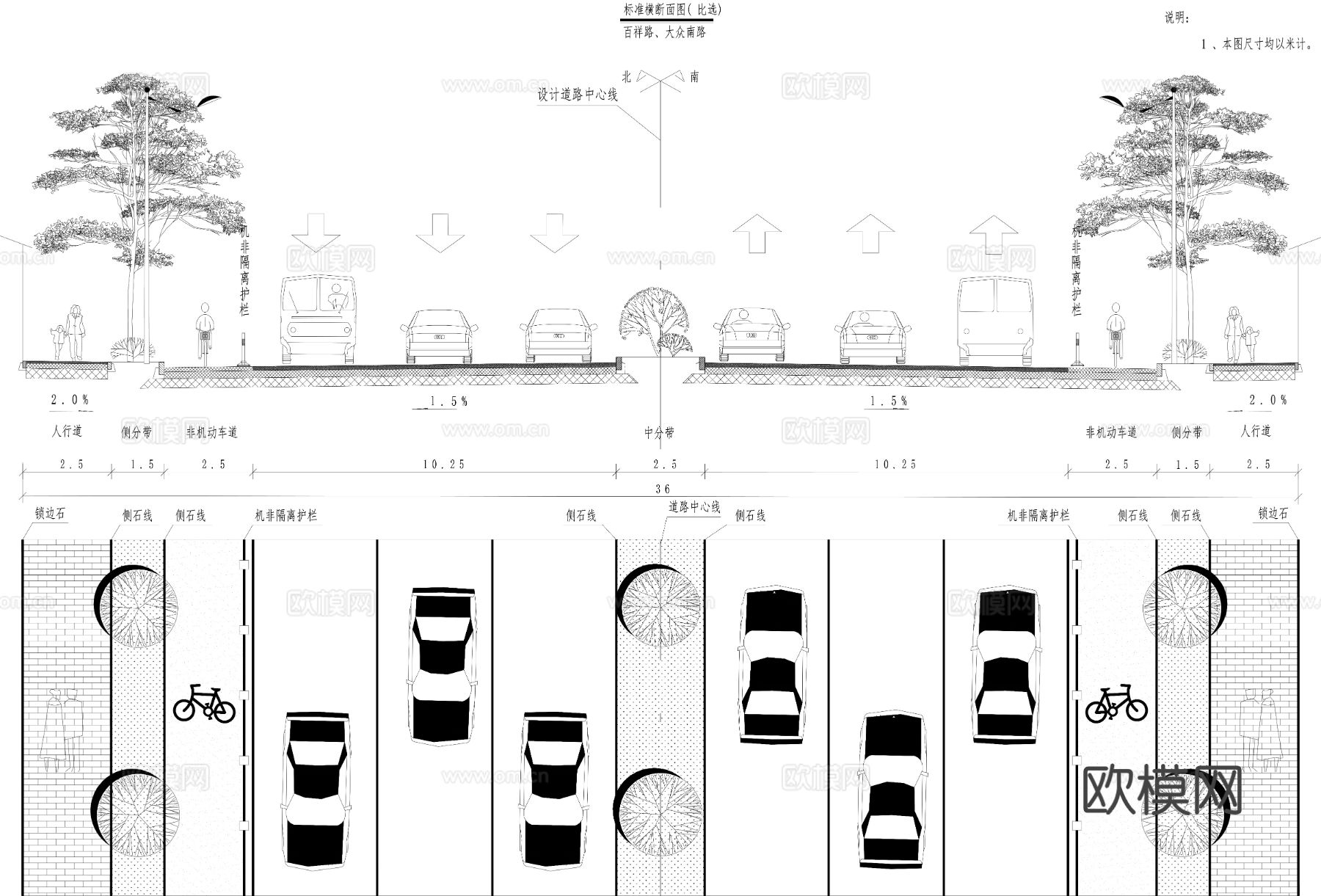 12套道路横断面道路CAD图库