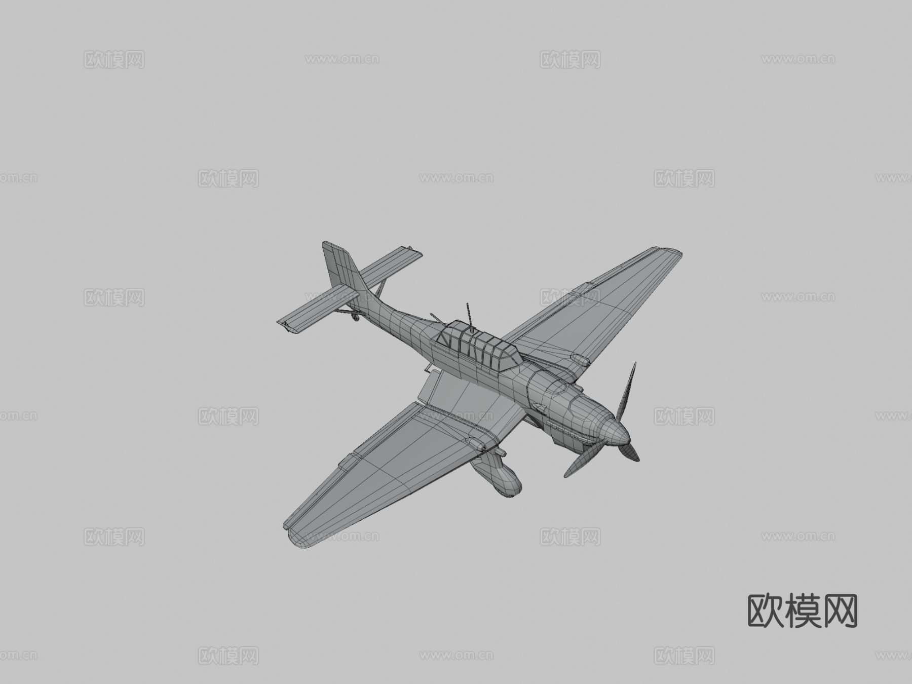 老式飞机3d模型下载（渲染图3）