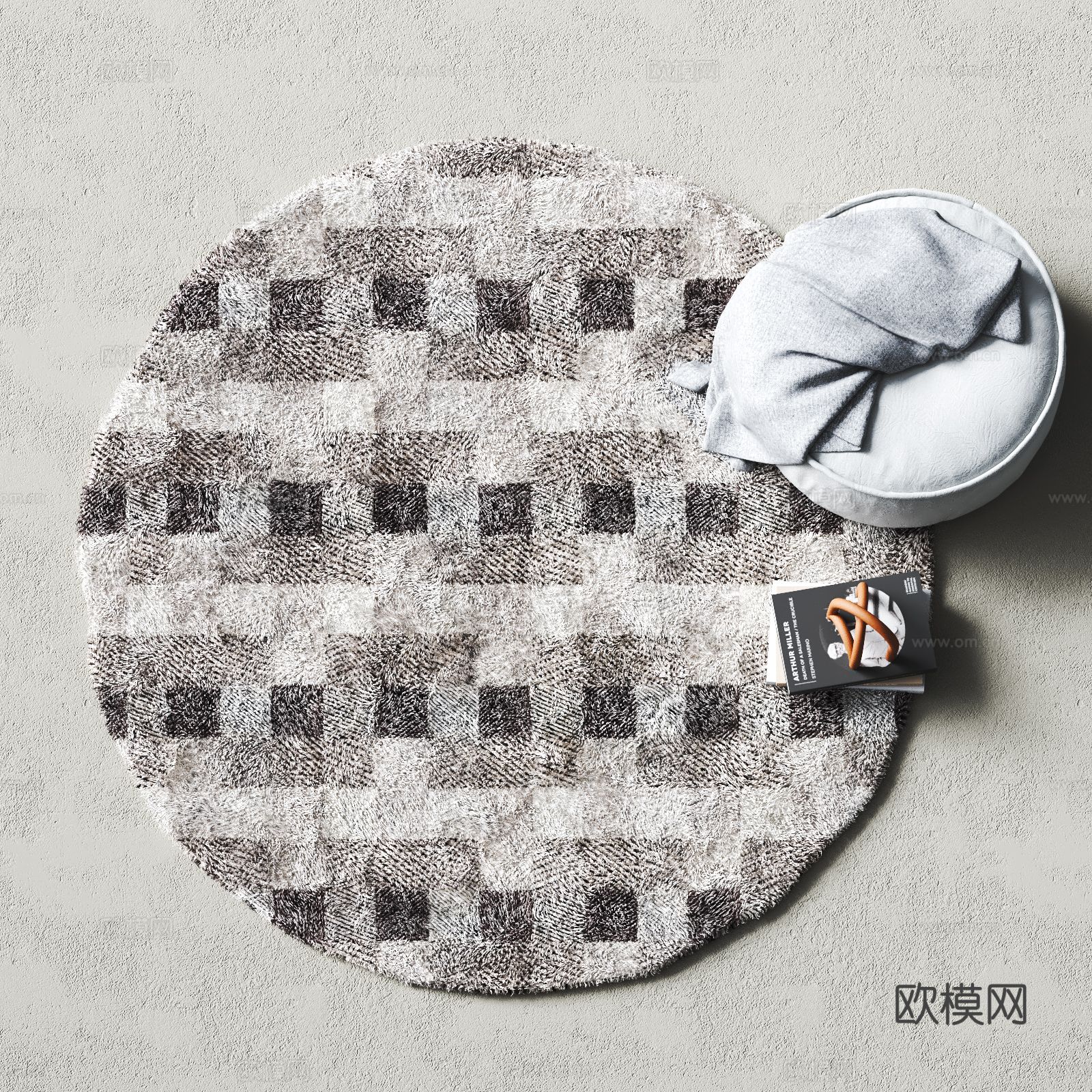 现代圆形地毯su模型下载（渲染图2）
